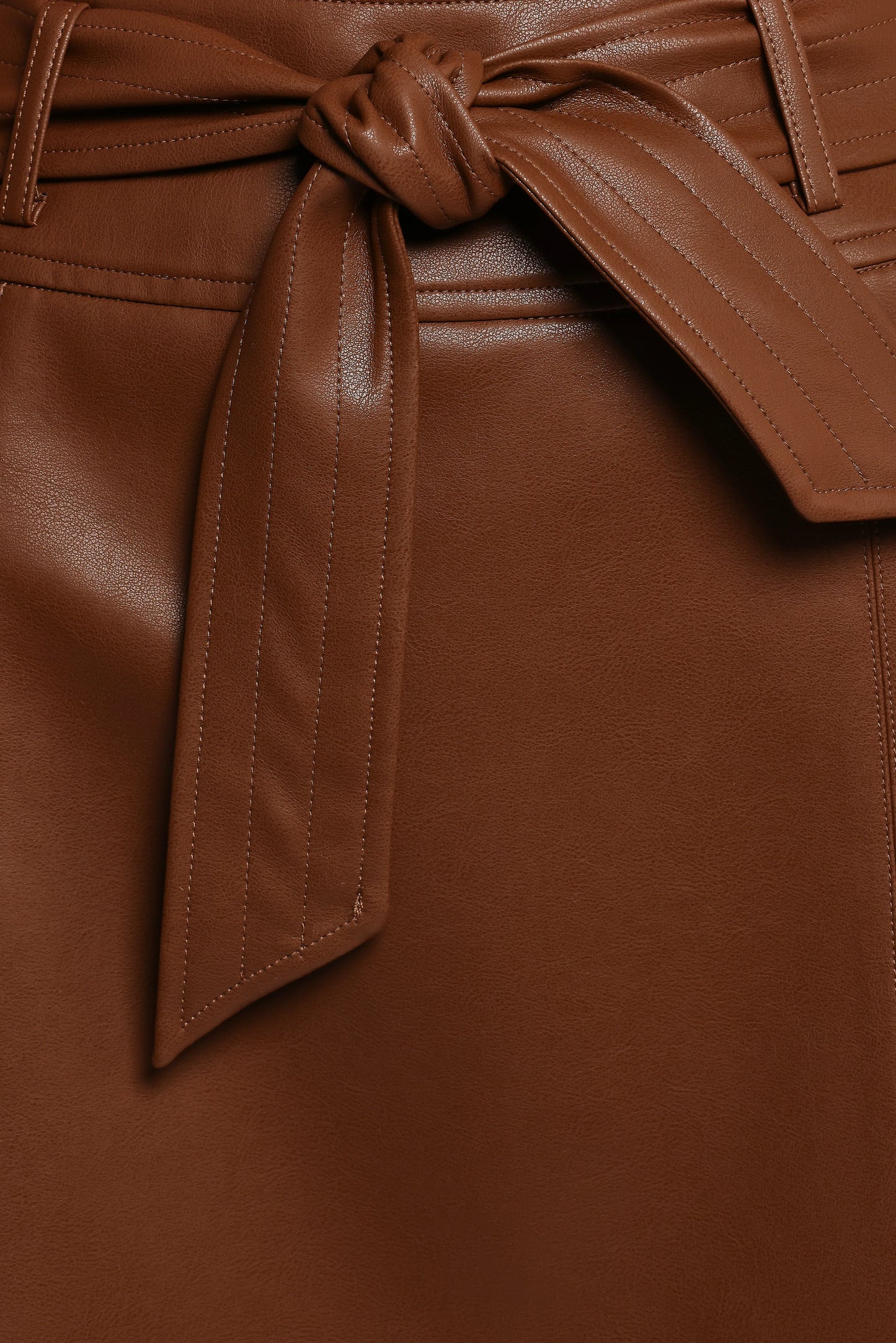 Adaline Faux Leather Midi Skirt Brown