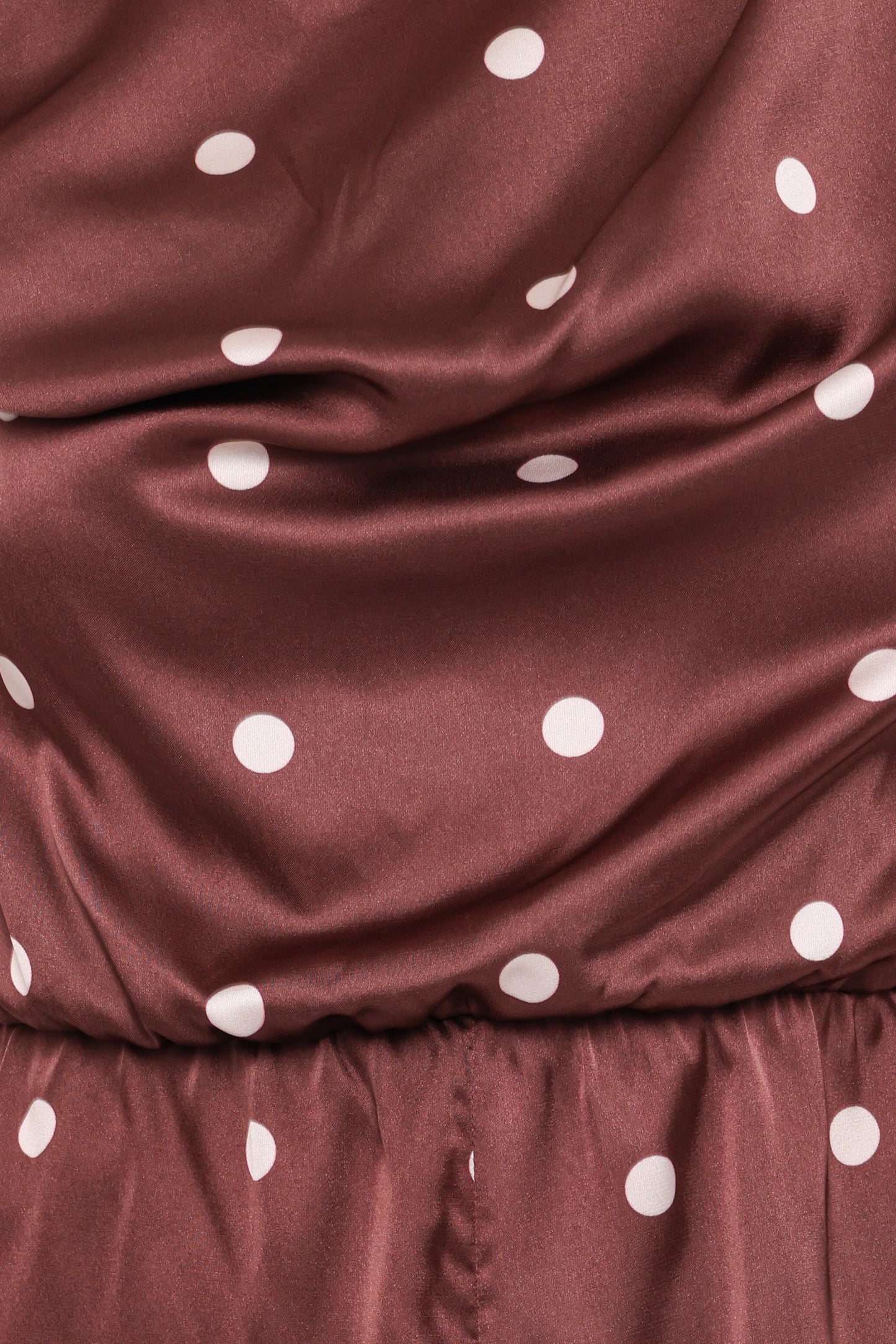 Cassidy One Shoulder Romper Brown Polka Dot