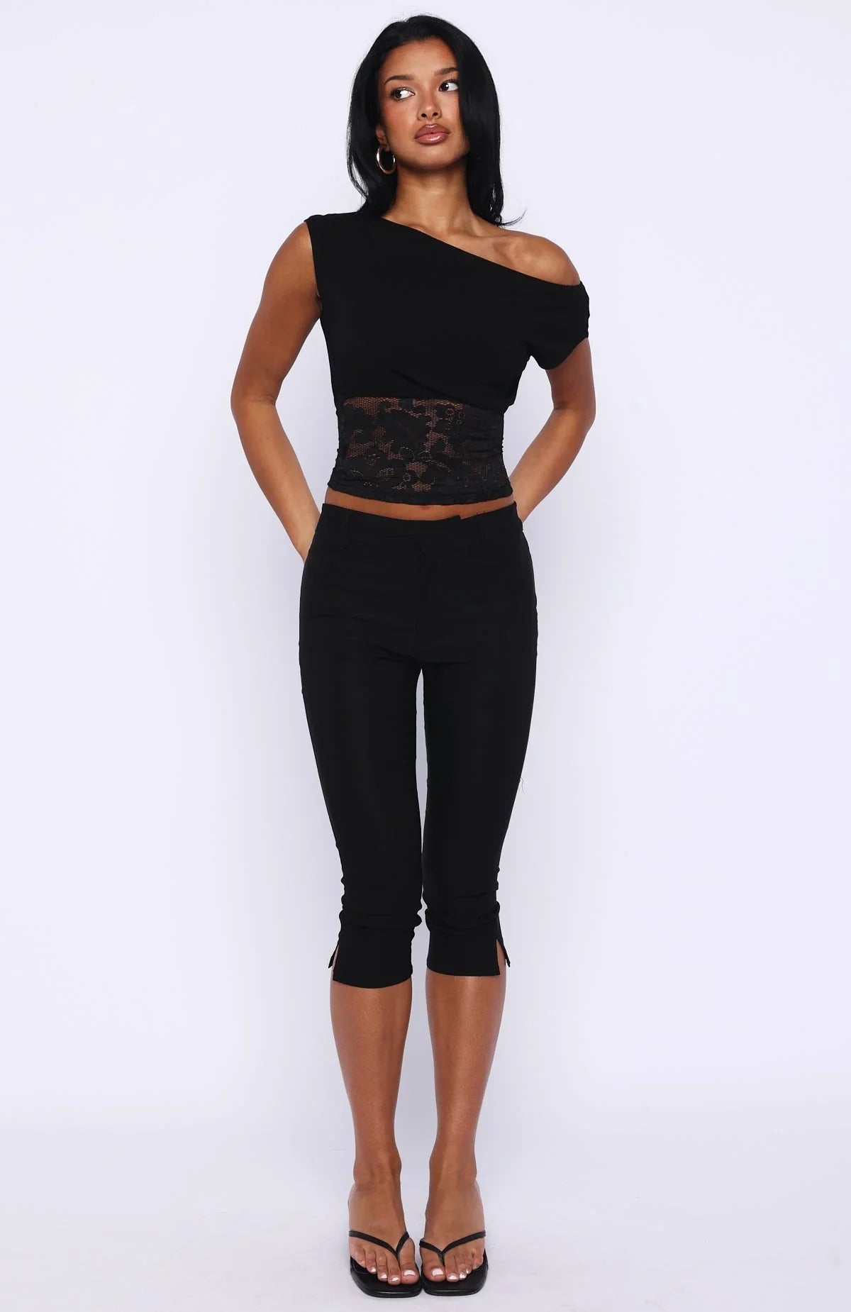 Mesmerised Eyes Off Shoulder Top Black