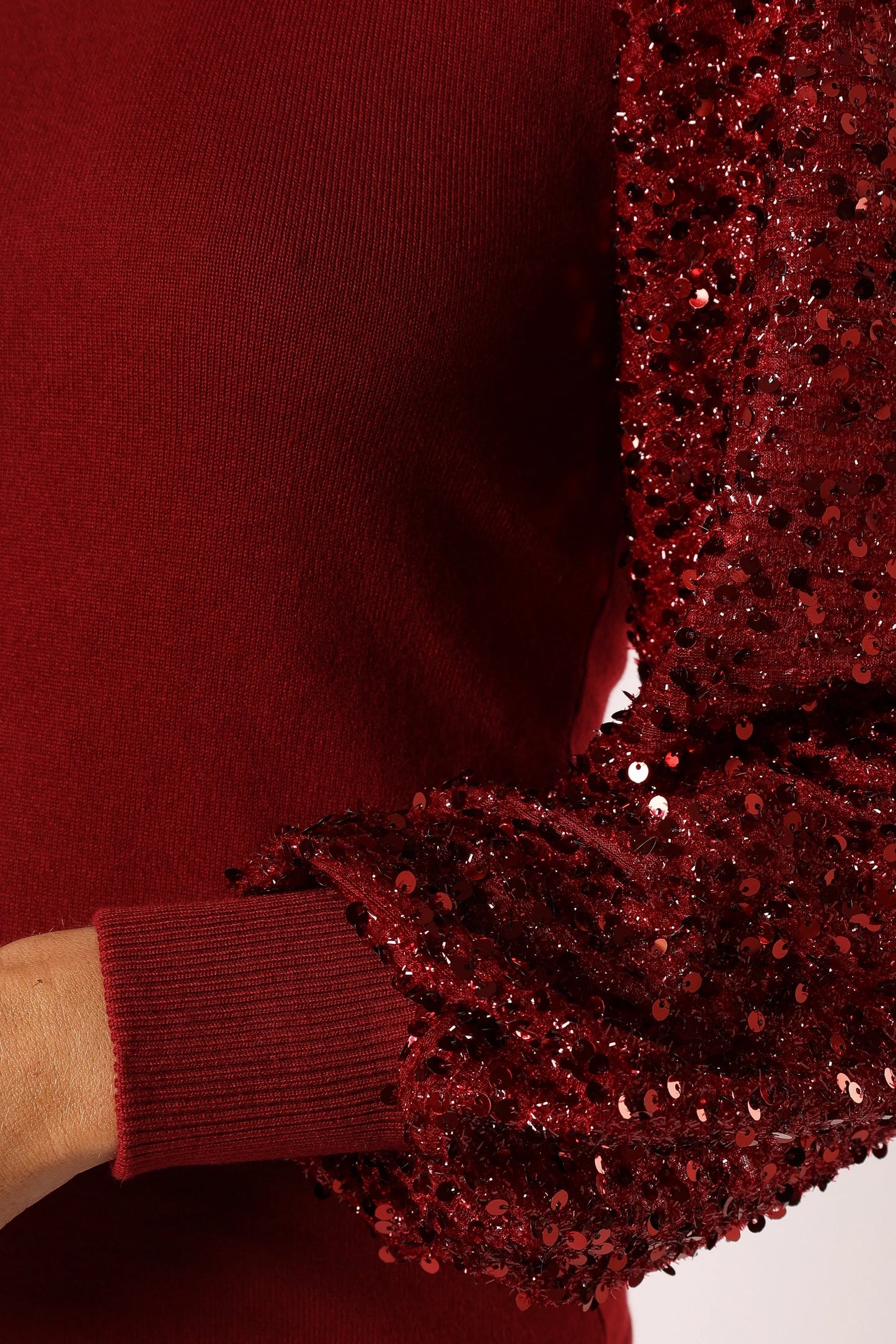 Rowan Sequin Sleeve Top Burgundy