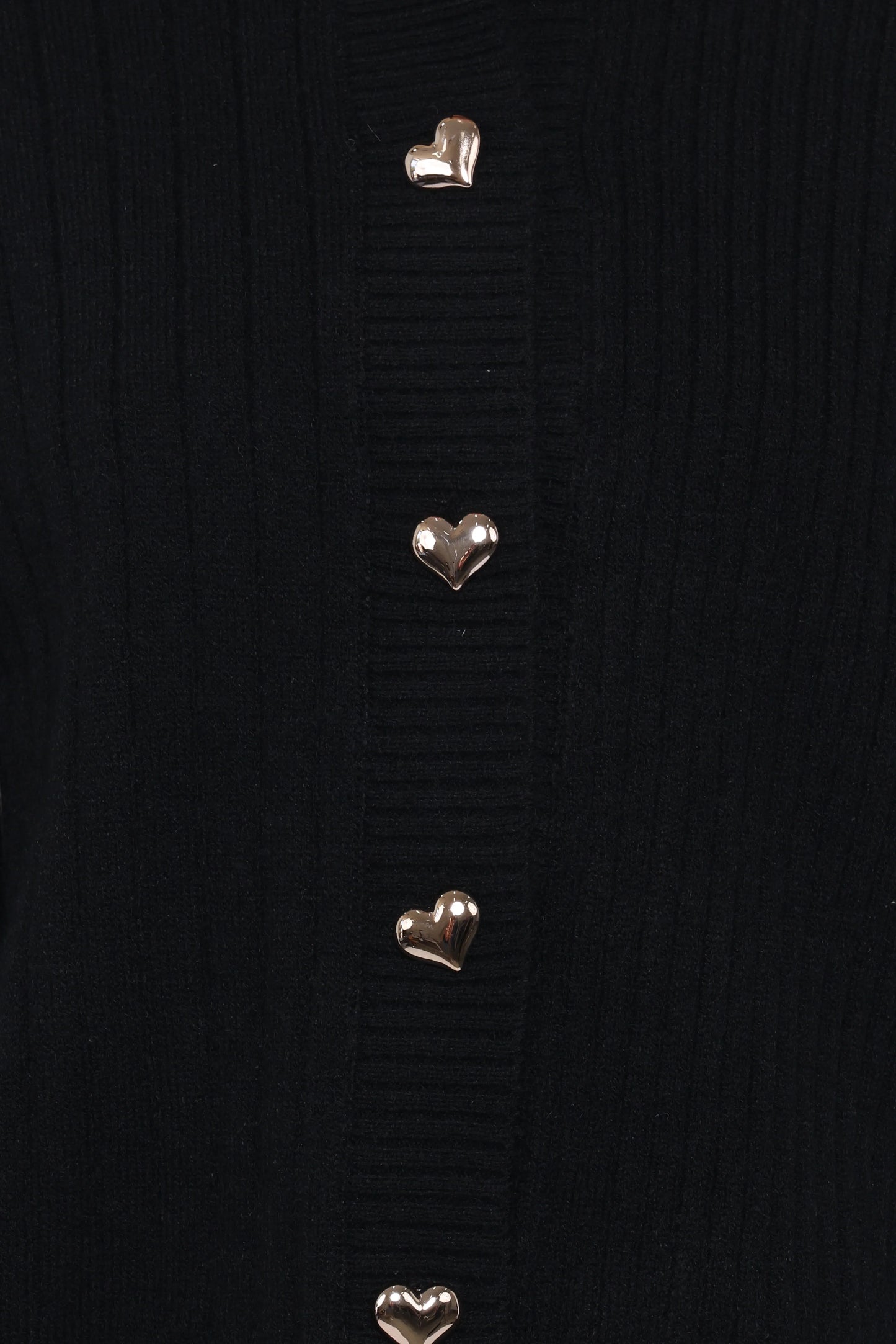 Loulani Heart Button Cardigan Black