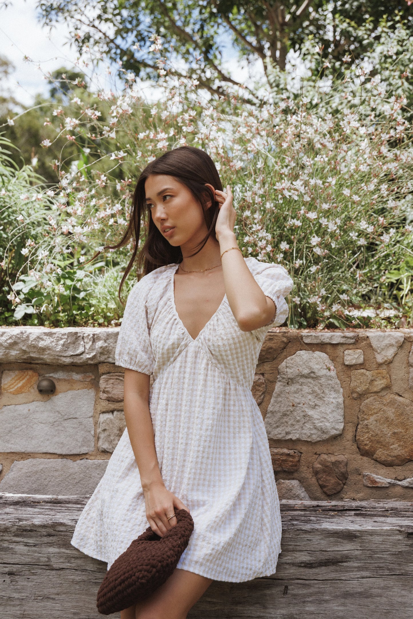 Cadhla Mini Dress Beige Gingham
