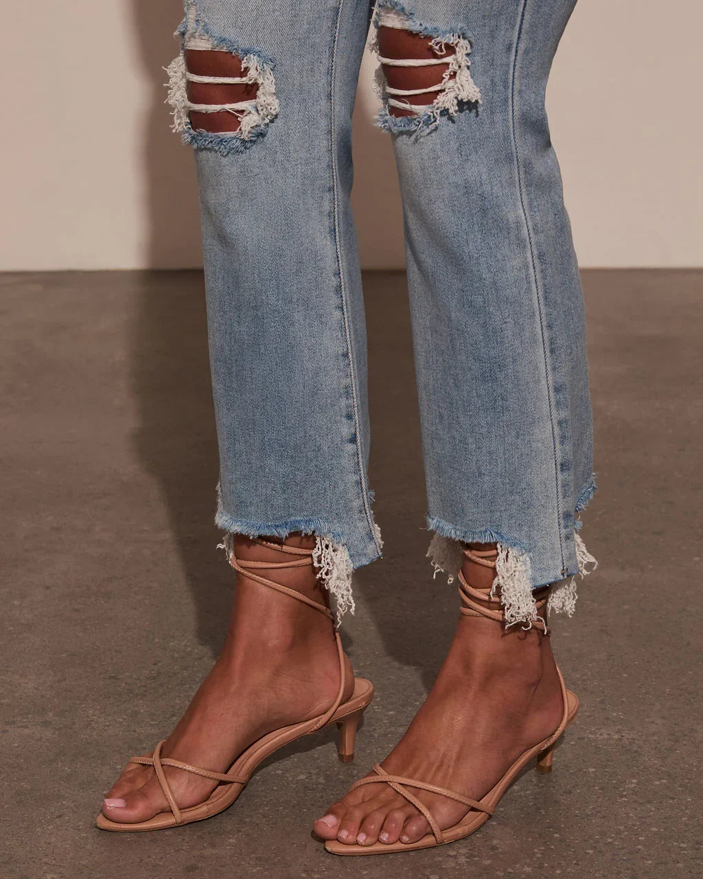 Cosmia Super Stretch High Rise Slim Leg Distressed Jeans