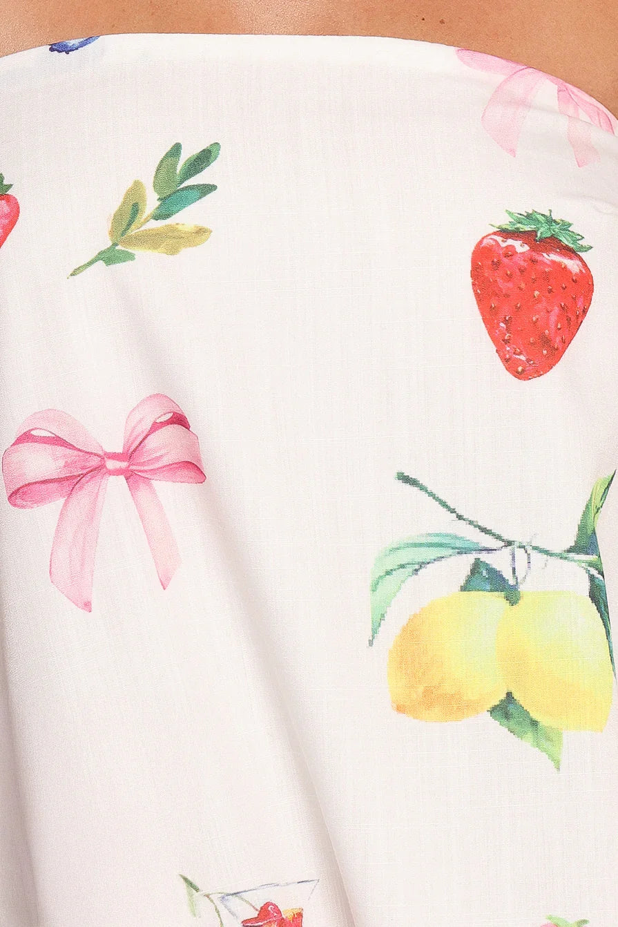 Soph Strapless Maxi Dress Ciao Bow Print