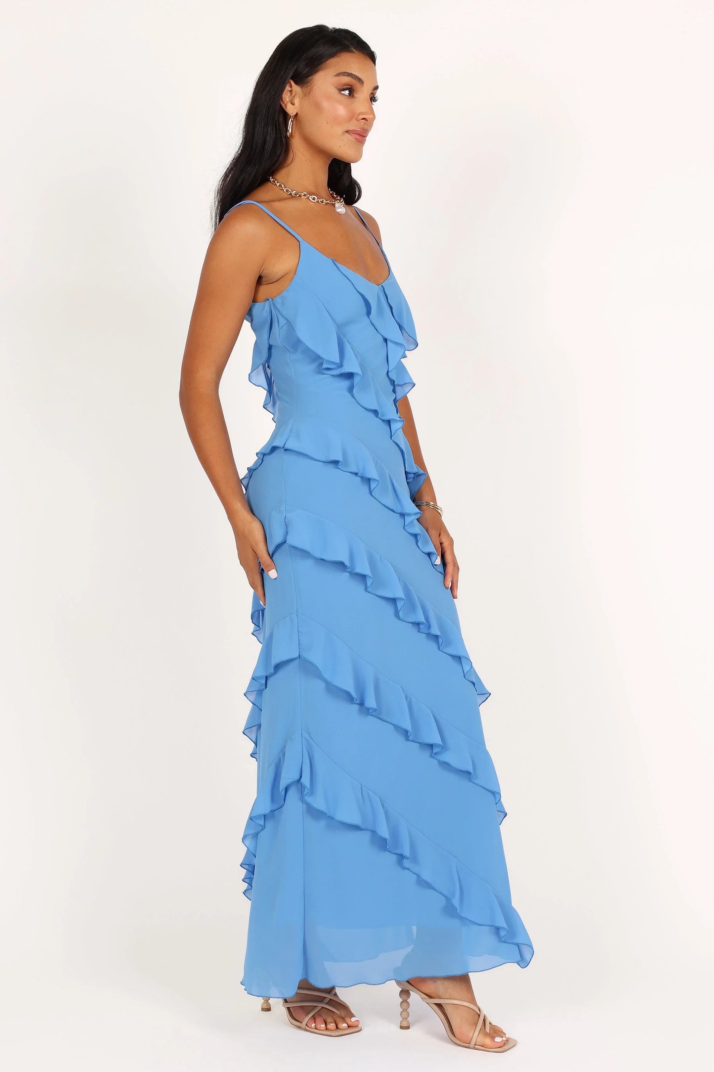 Ciao Ruffles Maxi Dress Blue