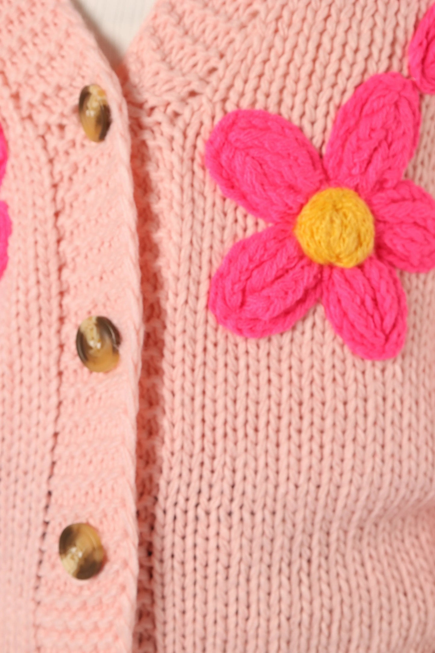 Clementine Flower Embroidered Open Front Cardigan Pink