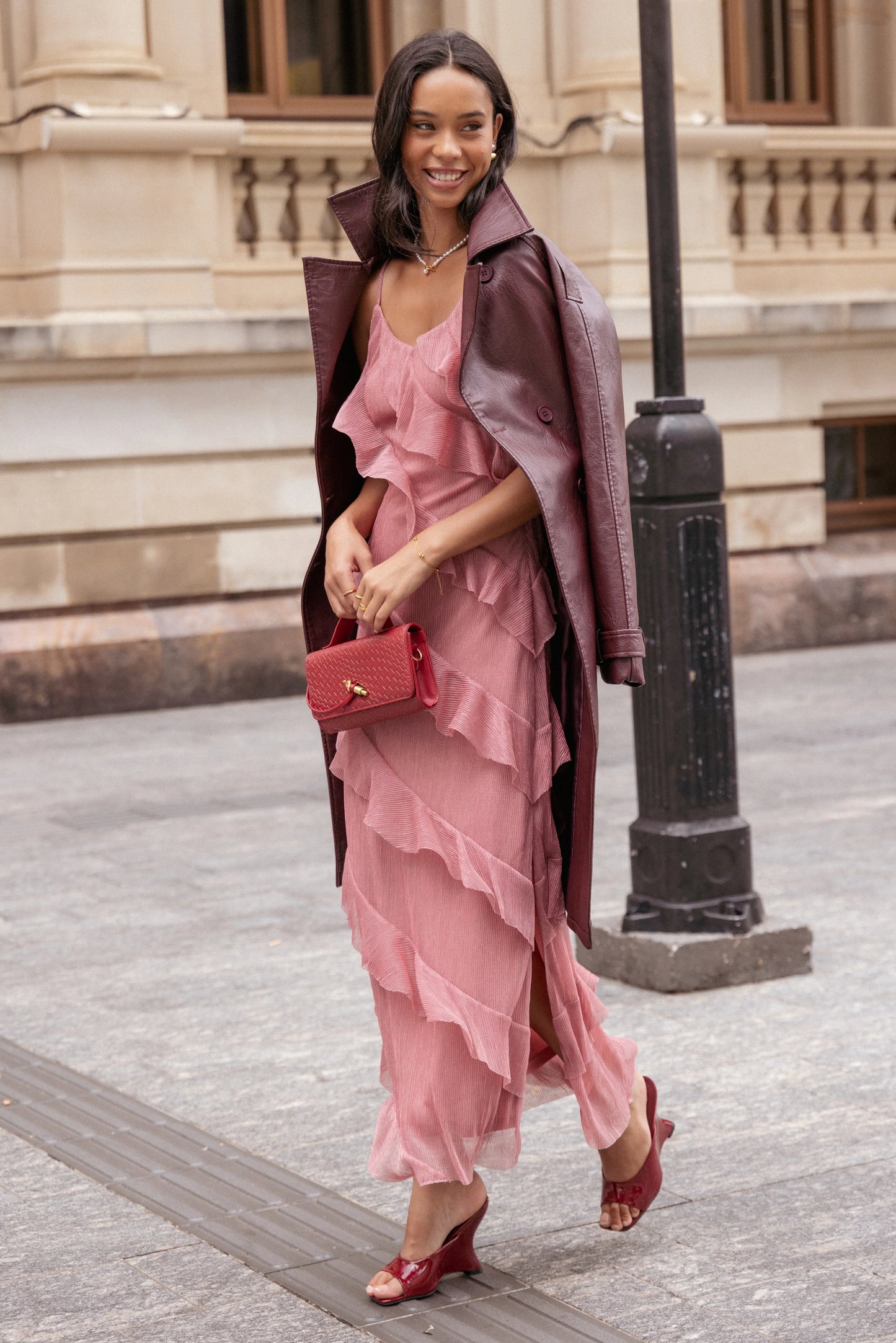 Ciao Ruffles Maxi Dress Pink
