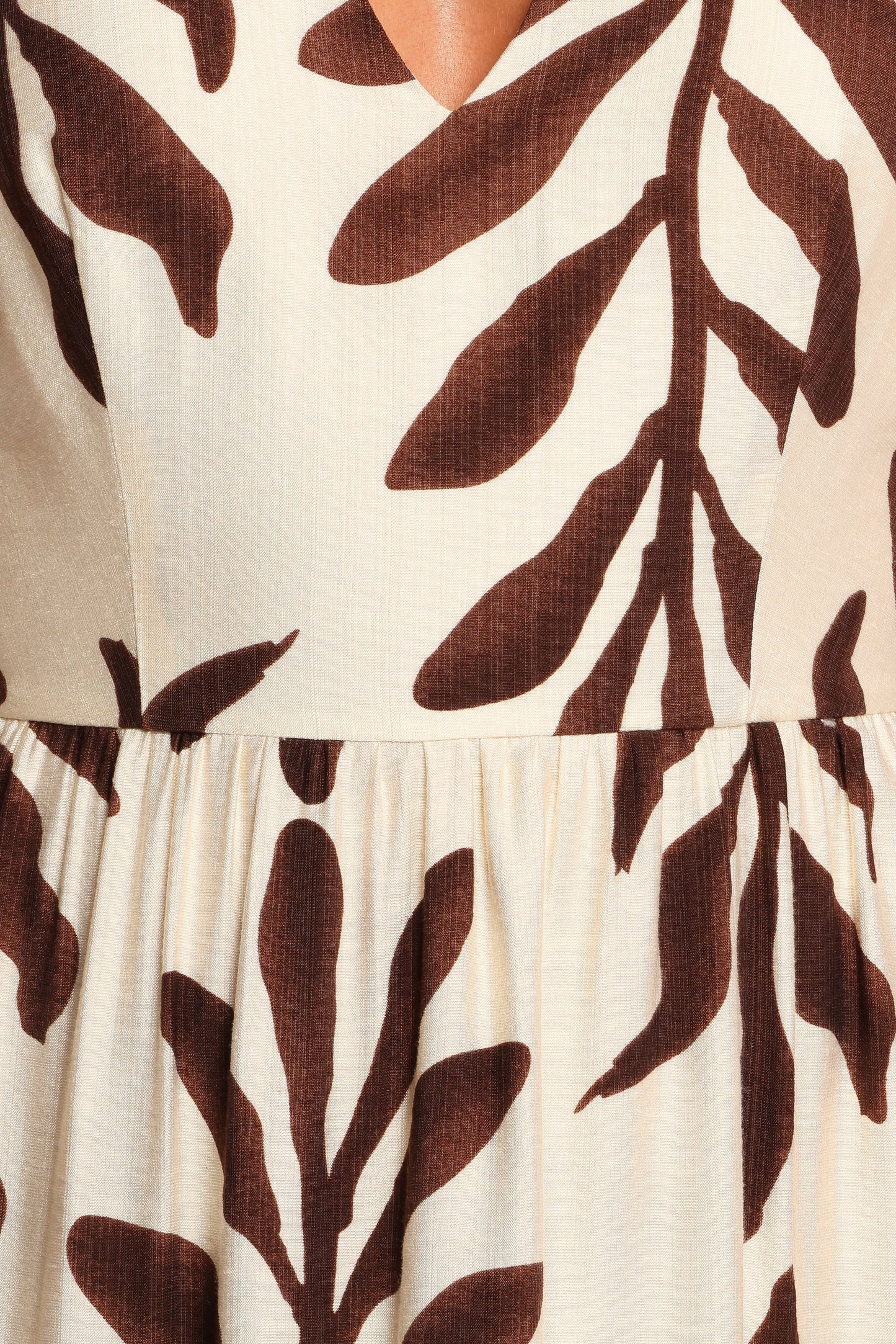 Steele Puff Sleeve Midi Dress Brown Palm