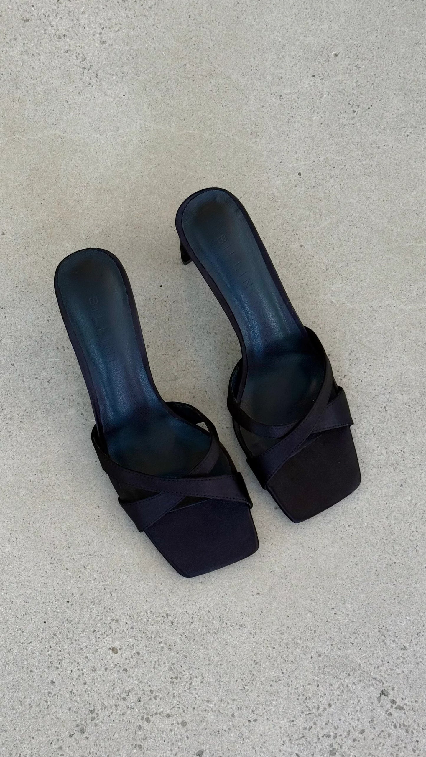 Kelsie Heels Black Satin