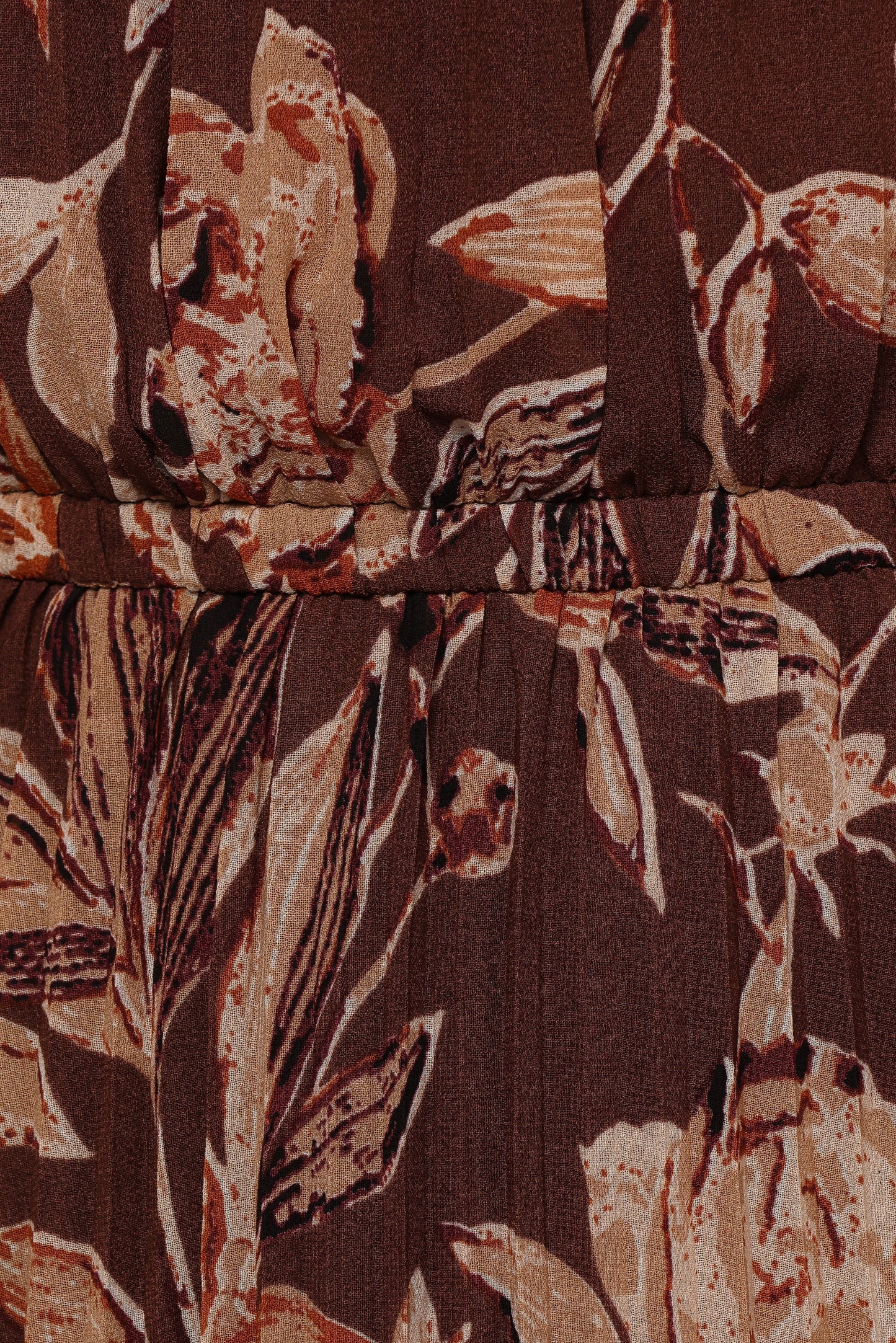 Hilary Pleated Maxi Dress Brown Floral