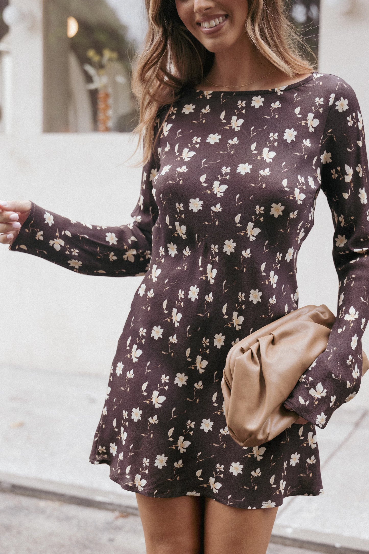 Amity Mini Dress Brown Floral