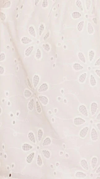 Vika Top White Flower Embroidery
