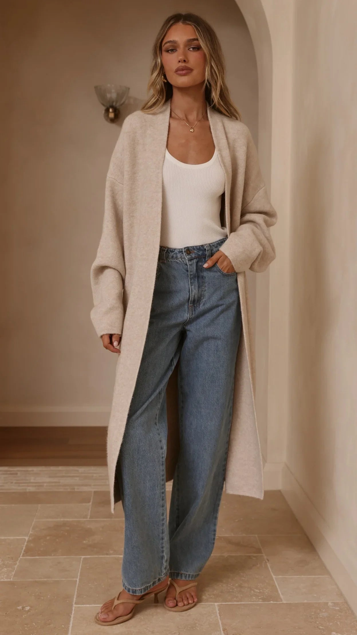 Romy Longline Cardigan Oat