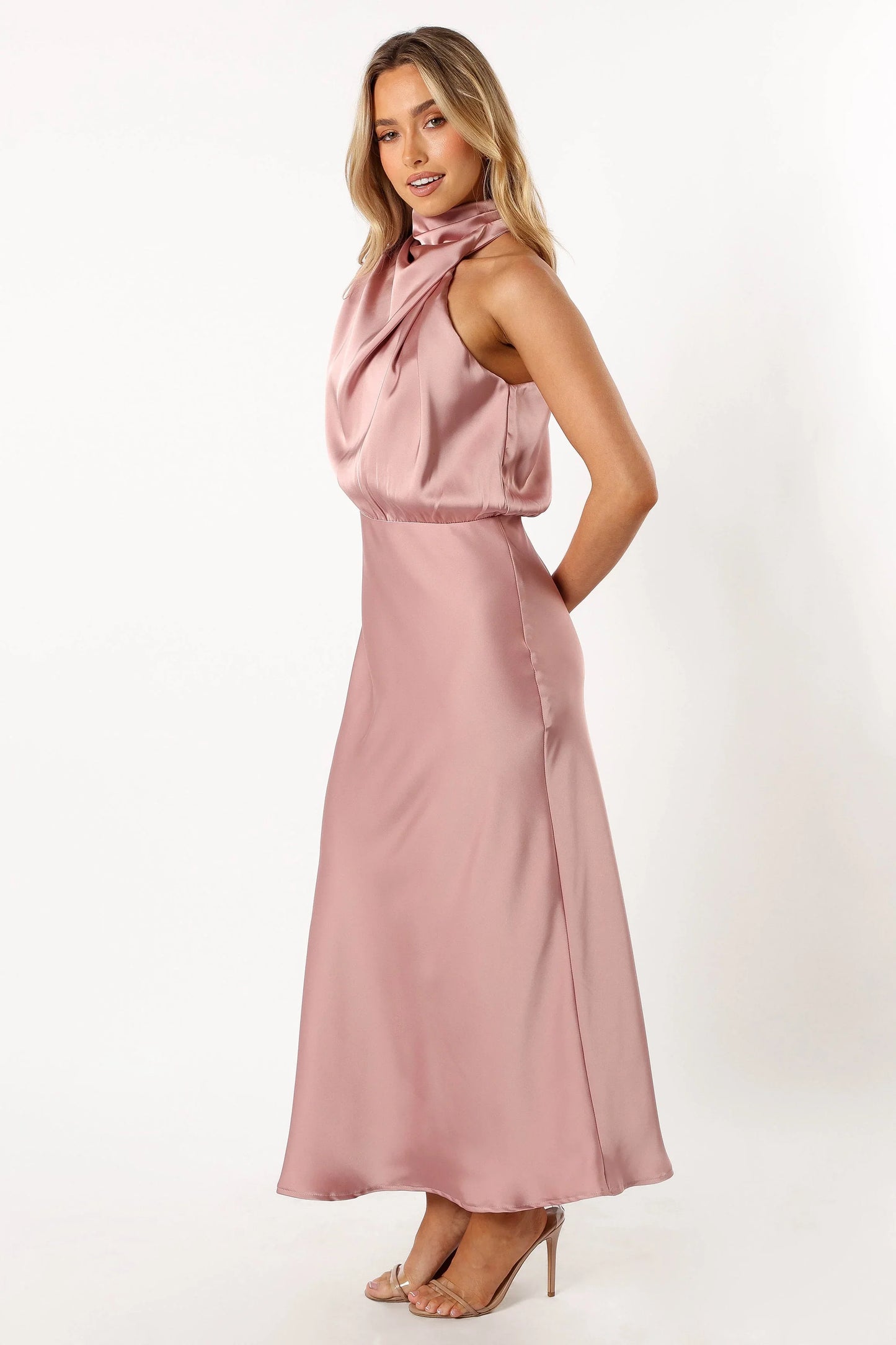 Anabelle Halter Neck Midi Dress Blush