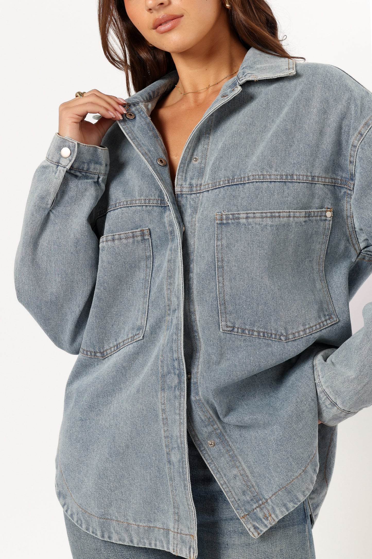 Cassie Oversized Denim Shacket Blue