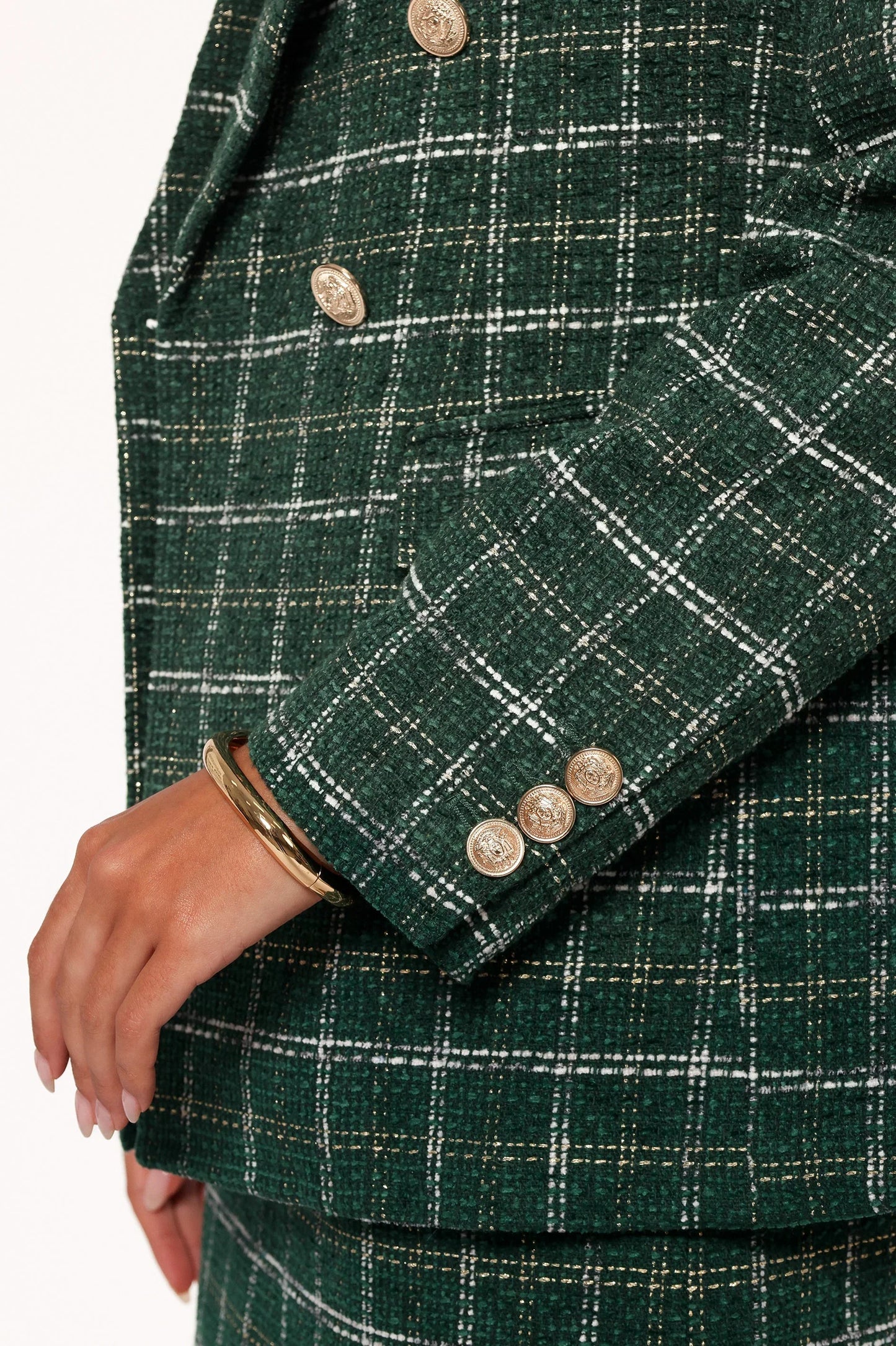 Jules Twill Plaid Blazer Green