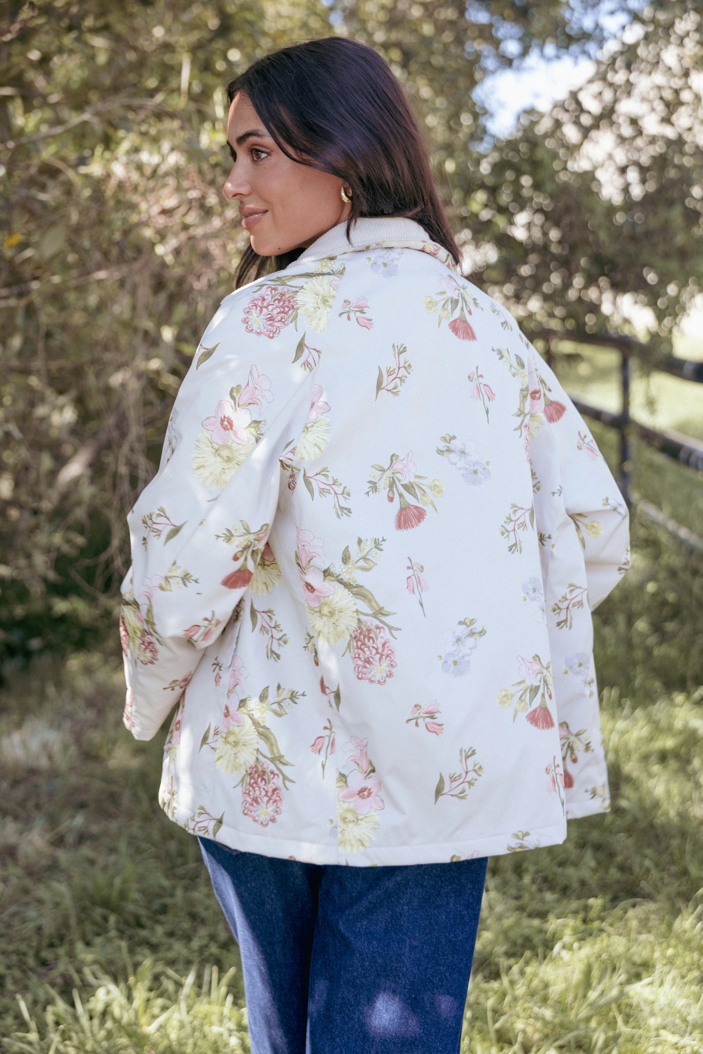 Danica Barn Jacket Khaki Floral