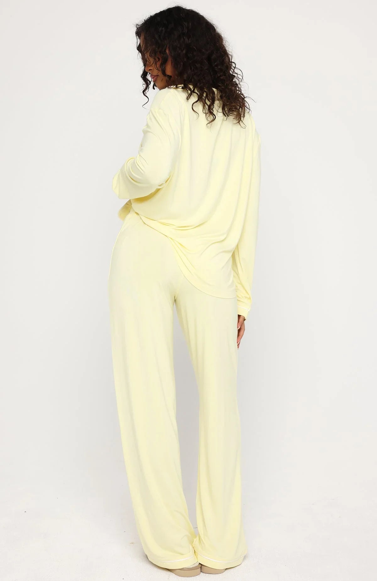 Airplane Mode Modal Wide Leg Pyjama Pants Lemon