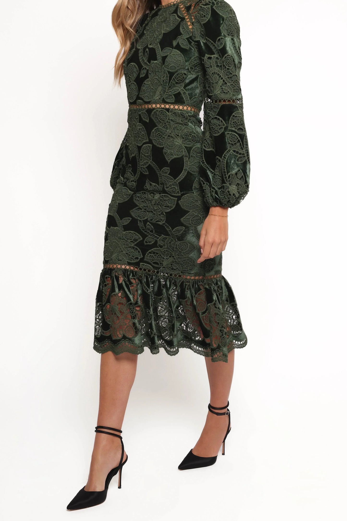 Pierre Long Sleeve Maxi Dress Deep Velvet Green