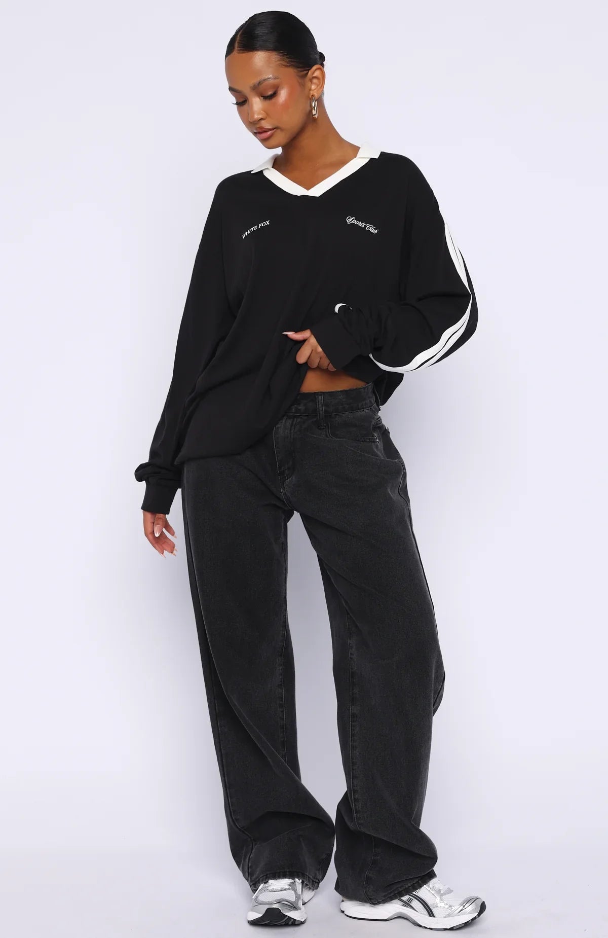 Dreamy Skies Long Sleeve Oversized Jersey Black