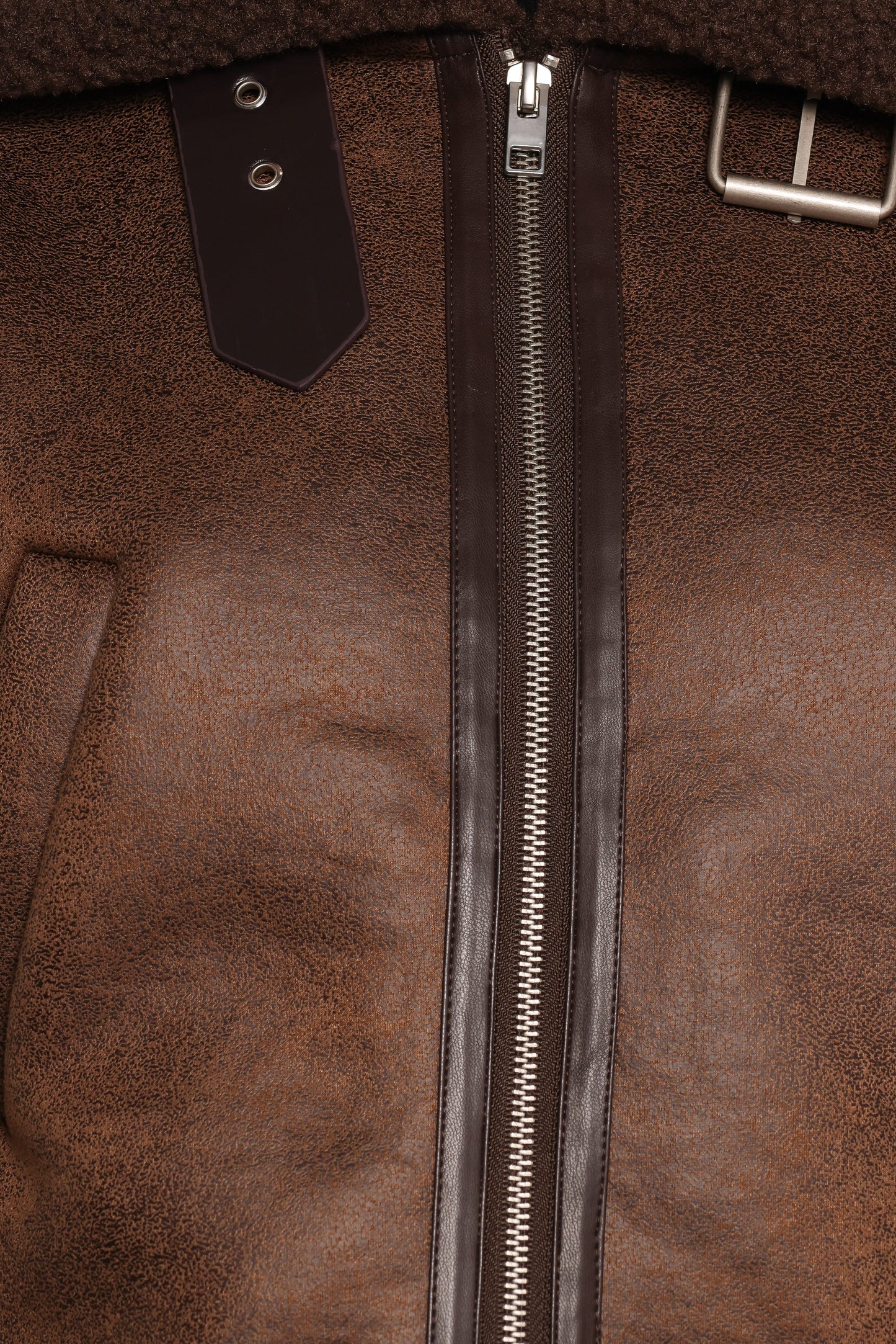 Omi Faux Matte Leather Jacket Brown
