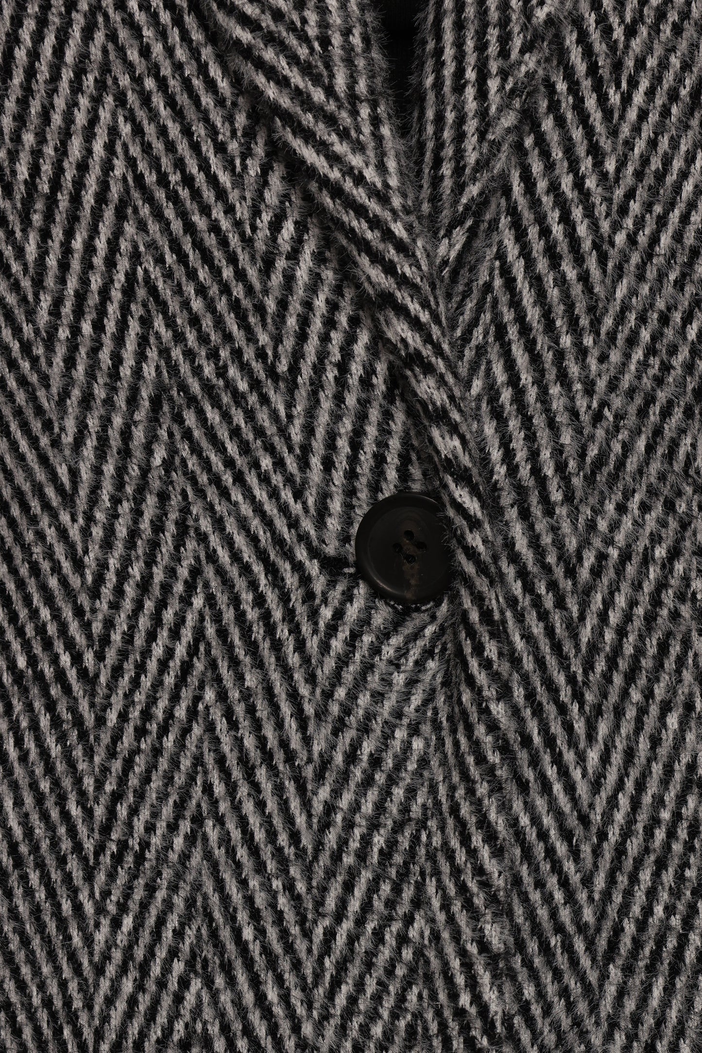 Nicoletta Single Button Herringbone Coat Black