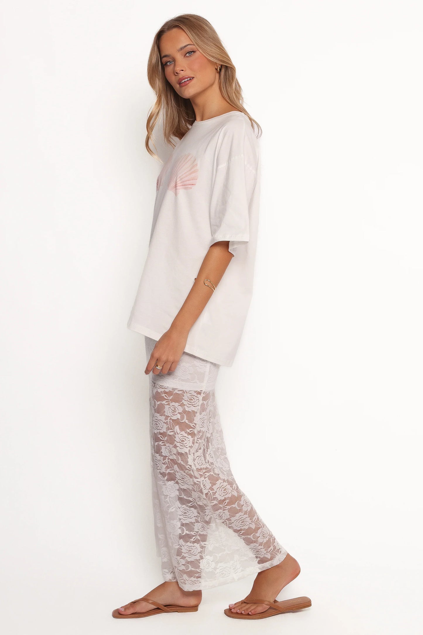 Laken Sheer Lace Maxi Skirt White