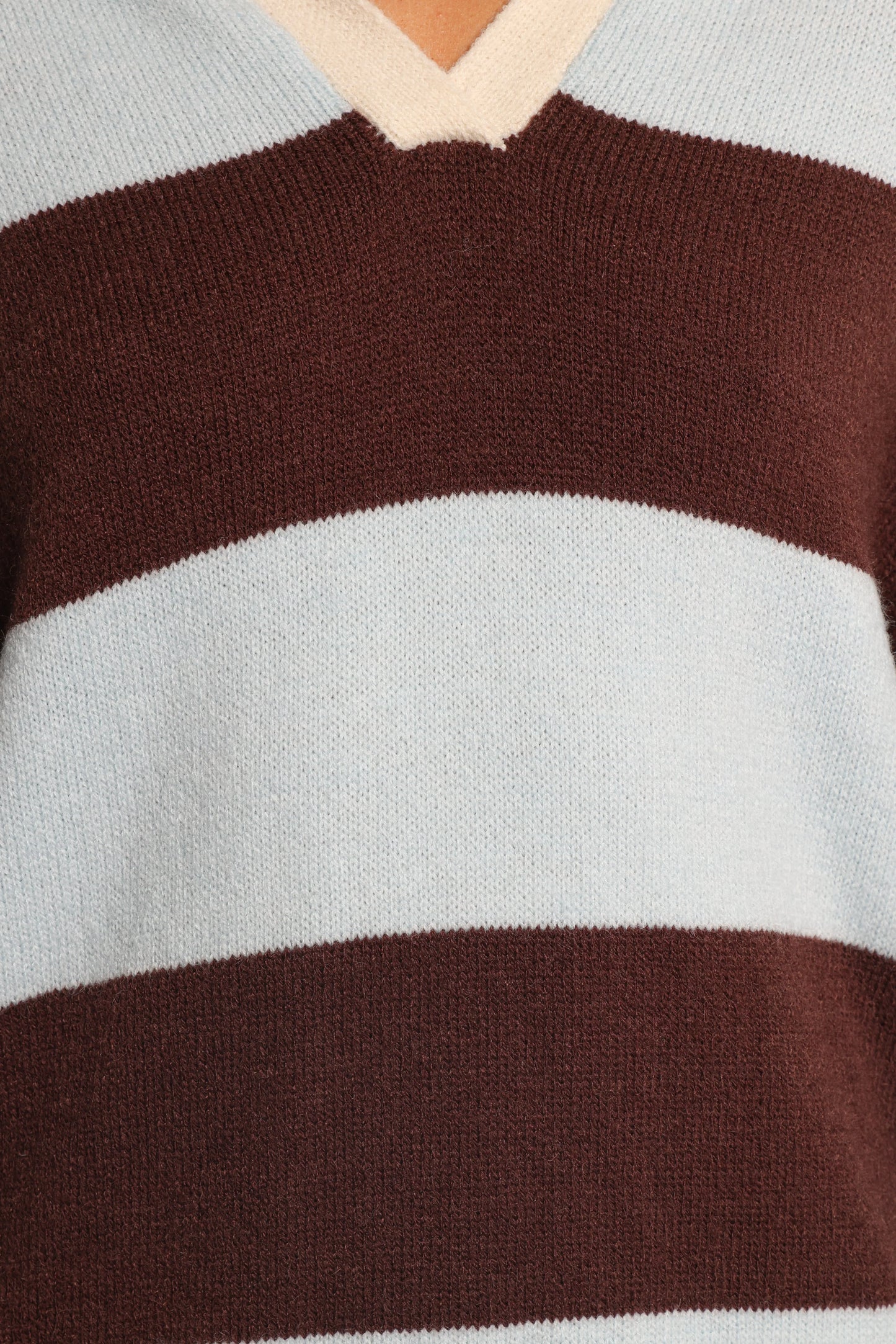 Mikaela Rugby Stripe Knit Sweater Brown Blue Stripe