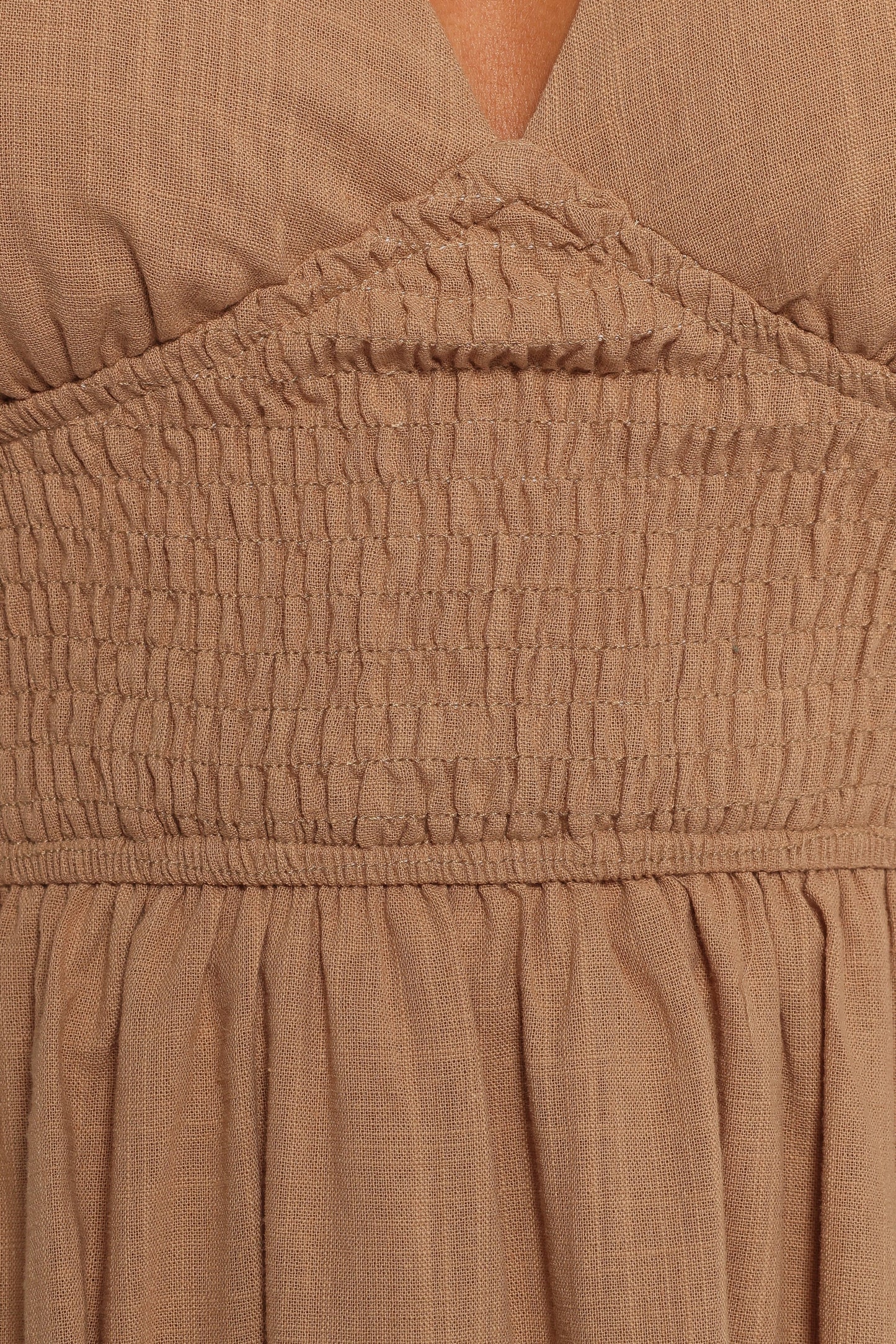 Ronnie Short Sleeve Midi Dress Tan