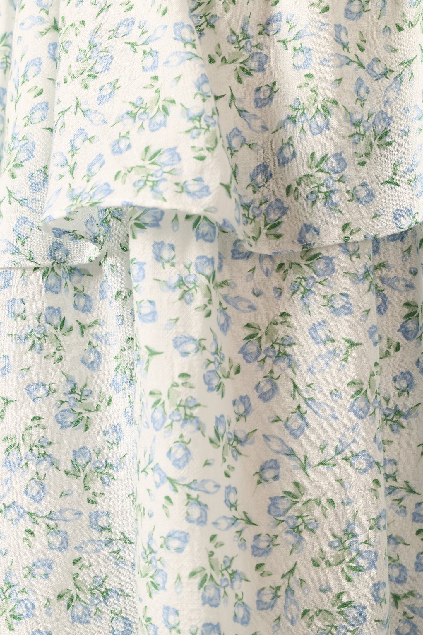 Kylah Ruffle Mini Dress White Blue Floral