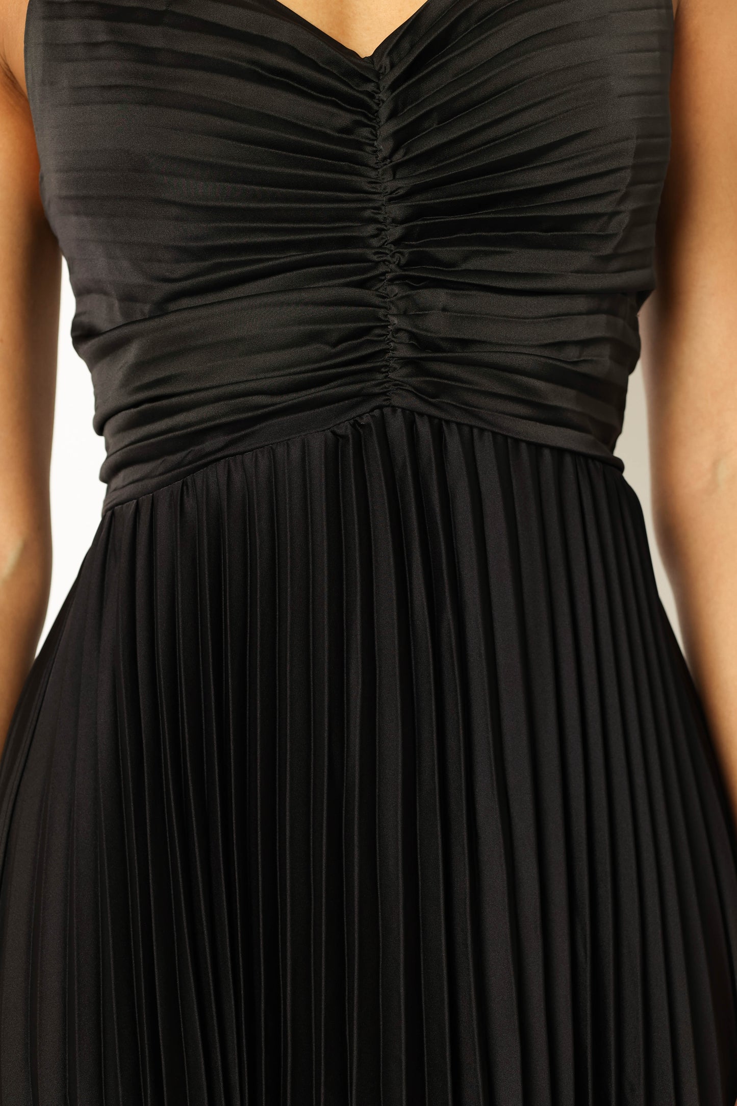 Naira Pleated Maxi Dress Black