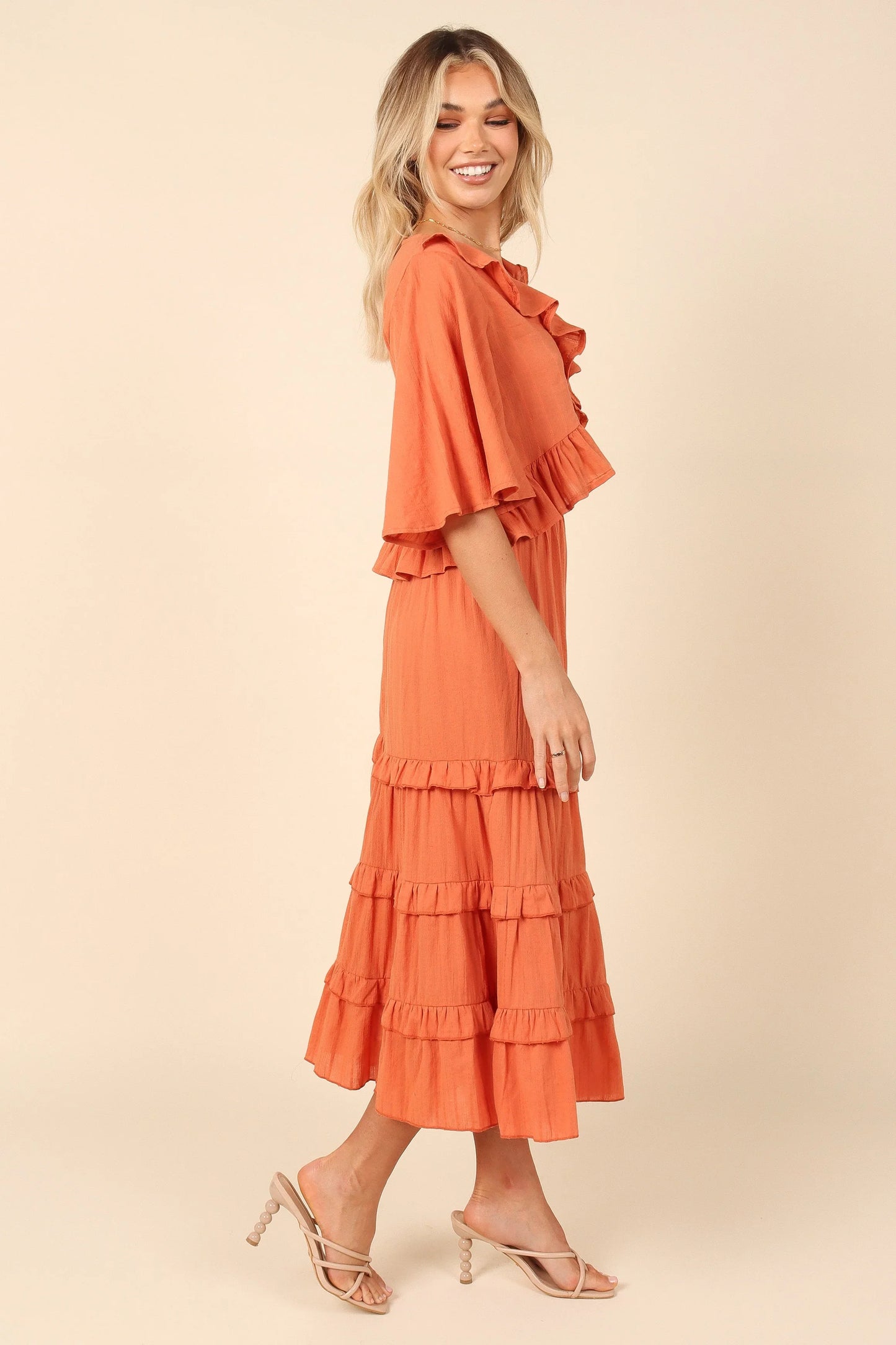 Sheridan Cropped Ruffle Top Rust