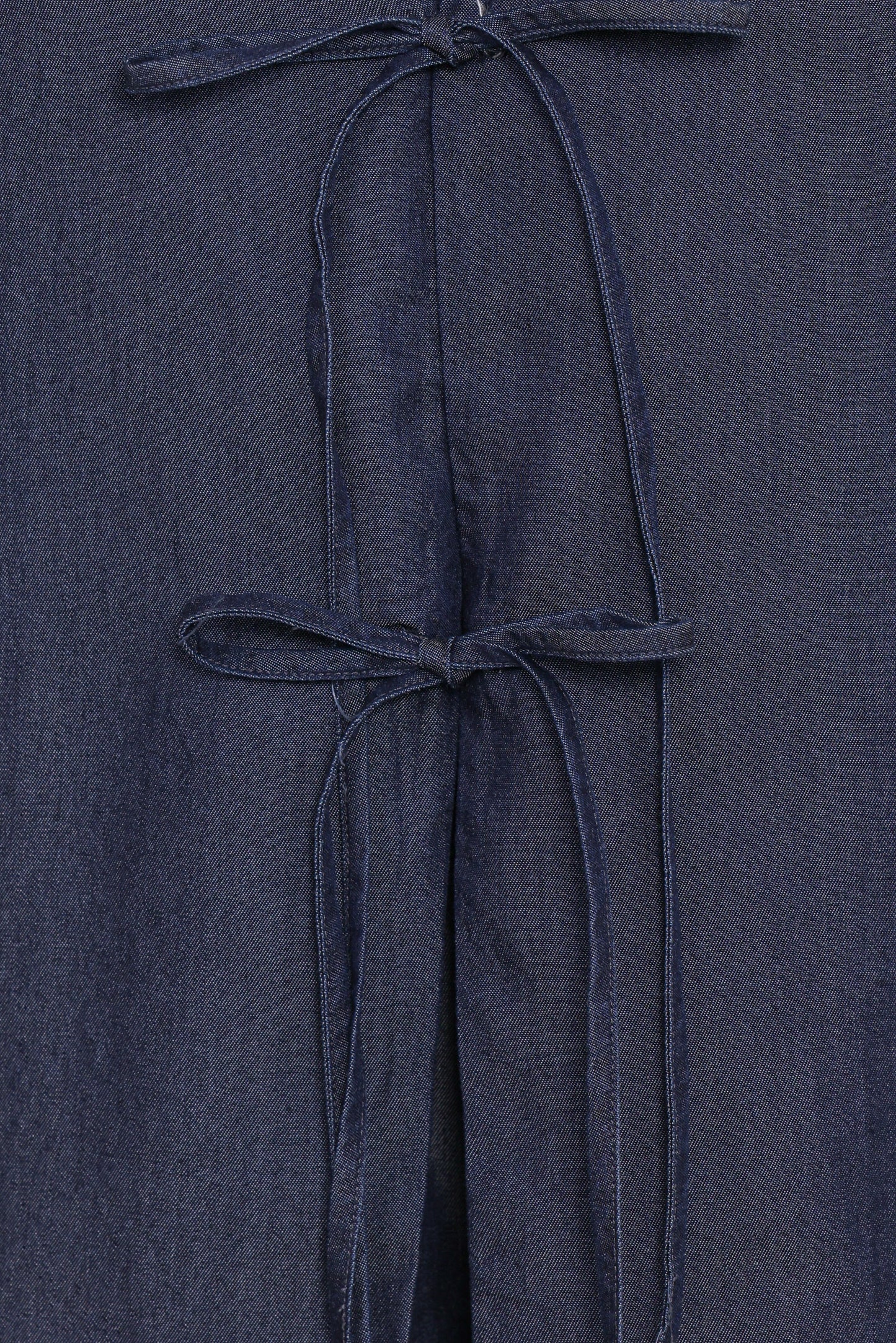 Aaliyah Chambray Tie Front Top Dark Wash