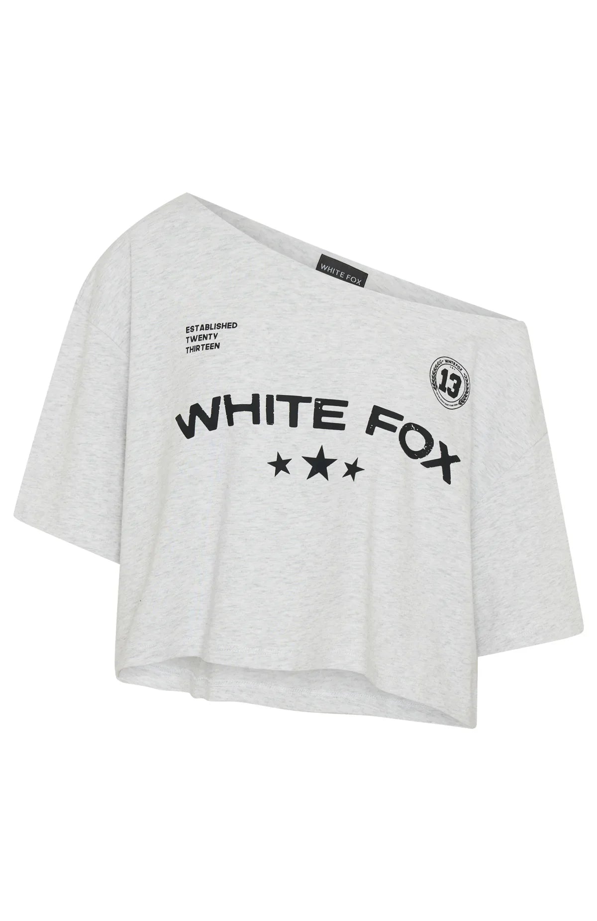 Stay Clear Off Shoulder Cropped Tee Grey Marle