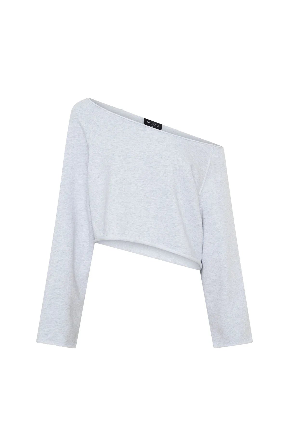 Keep It Rolling Cropped Off Shoulder Sweater Grey Marle
