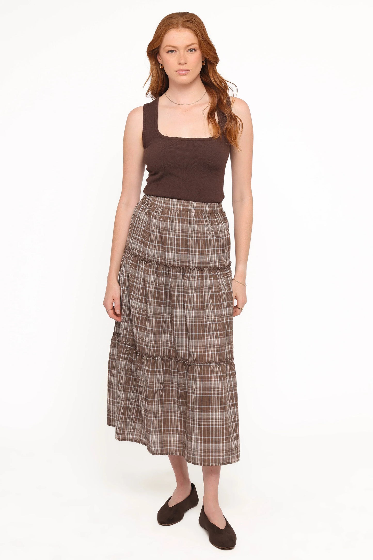 Campbell Tiered Maxi Skirt Juno Check