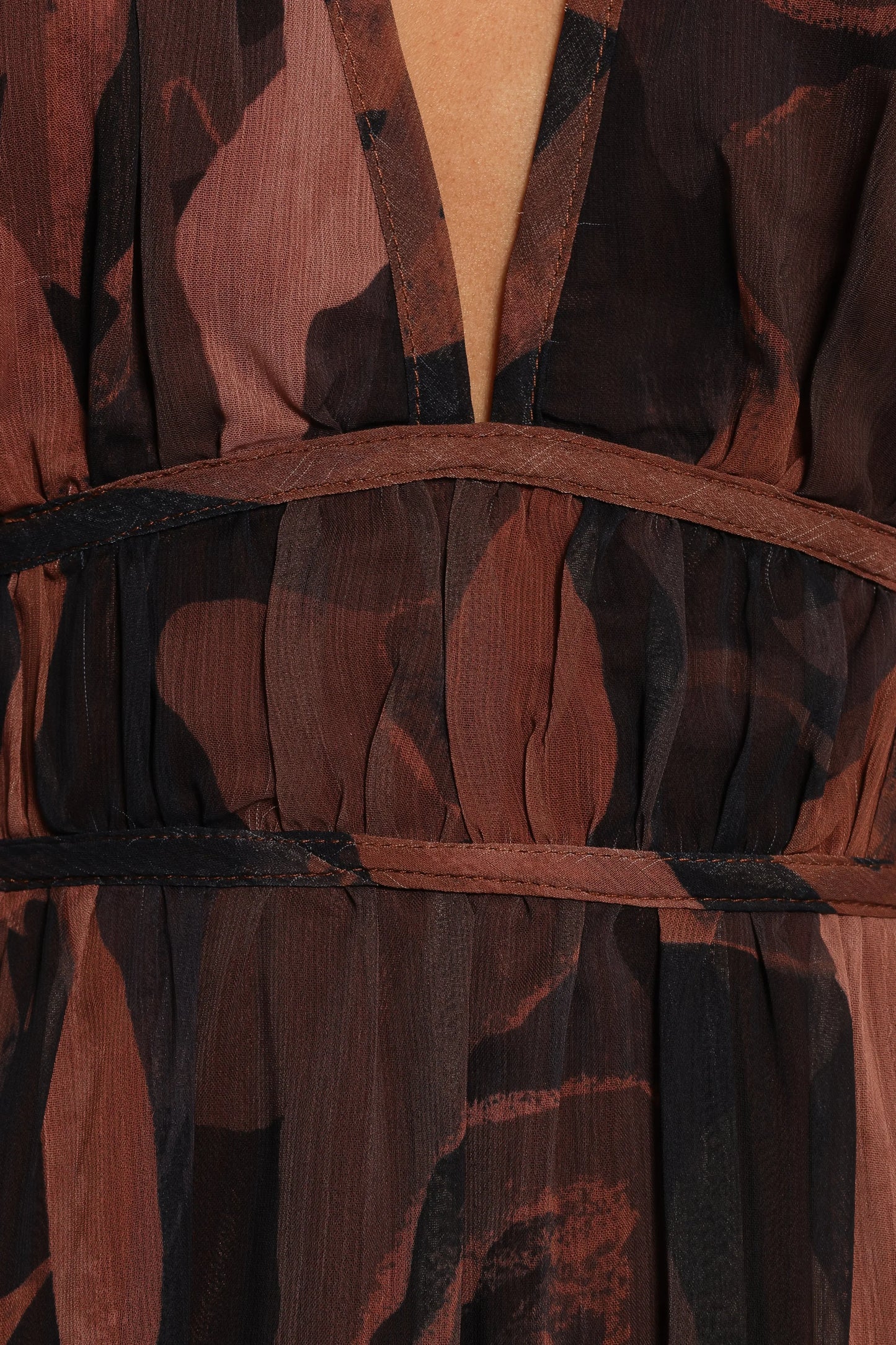Blayze Long Sleeve Maxi Dress Brown Print