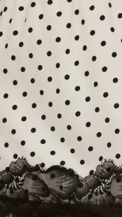 Kiki Lace Mini Skirt Cream Black Polka