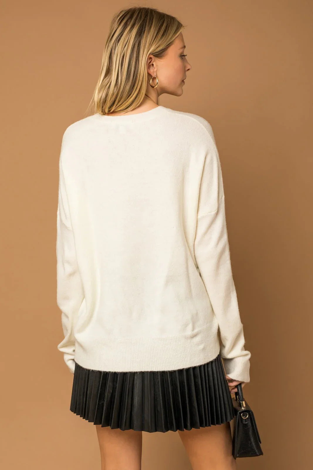 Poppy Cursive Cheer Knit Sweater White