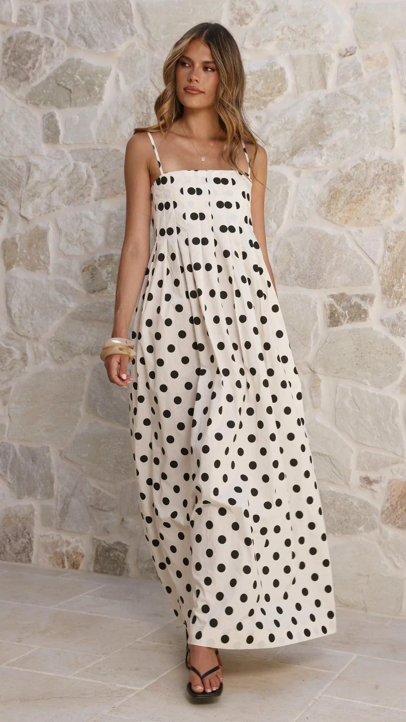 Felicity Maxi Dress White Black Spot