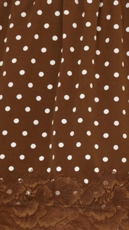 Kiki Lace Mini Skirt Chocolate Polka