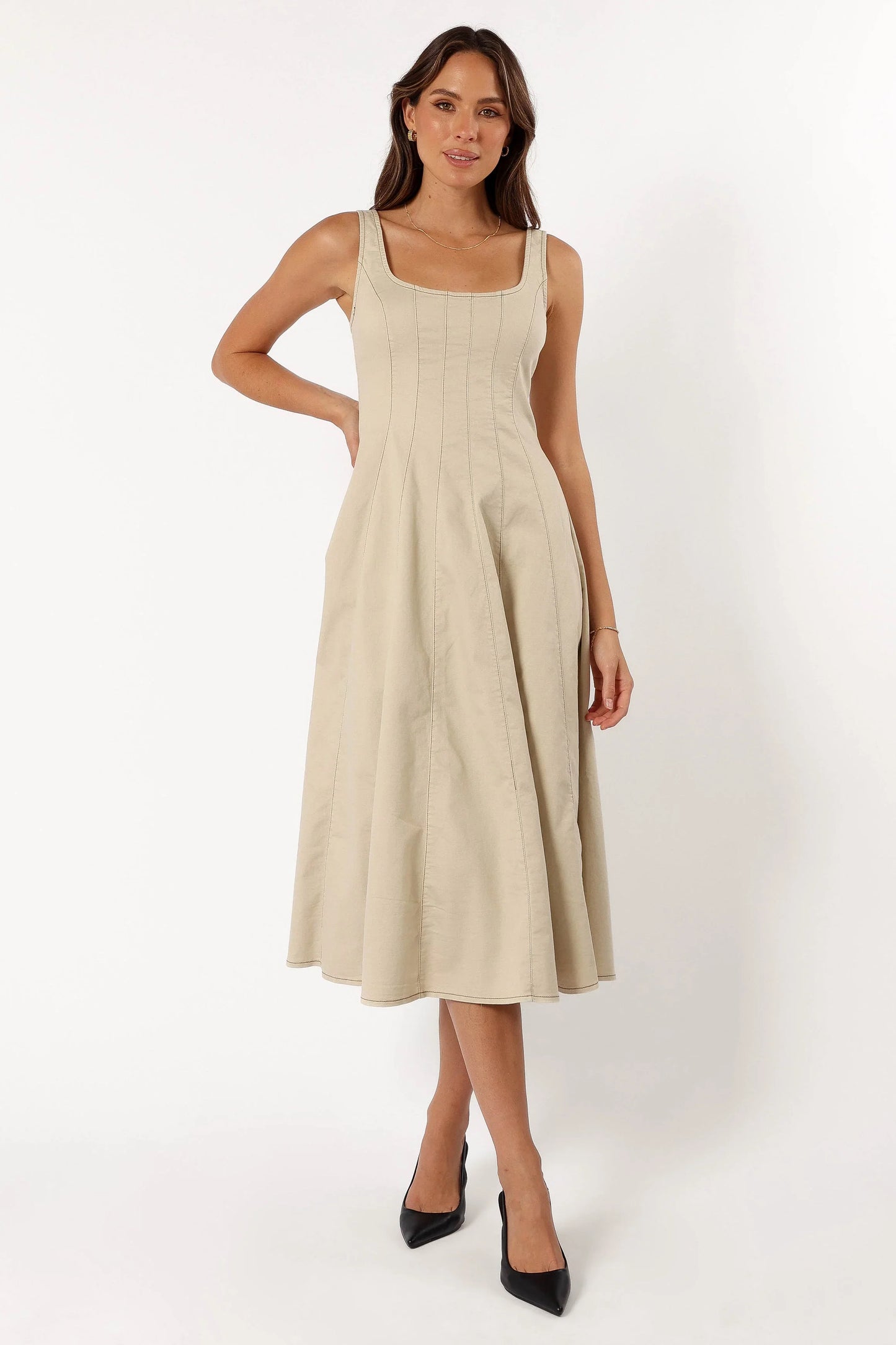 Una Midi Dress Beige