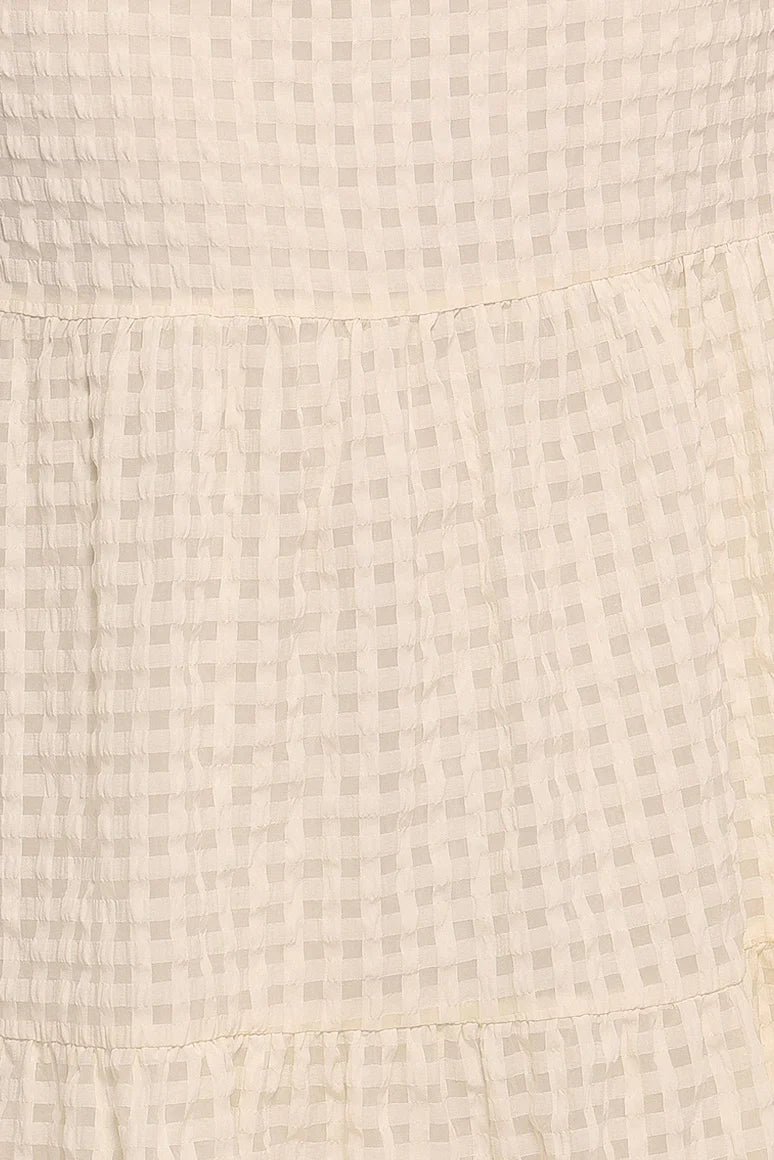 Farica Gingham Midi Skirt Cream