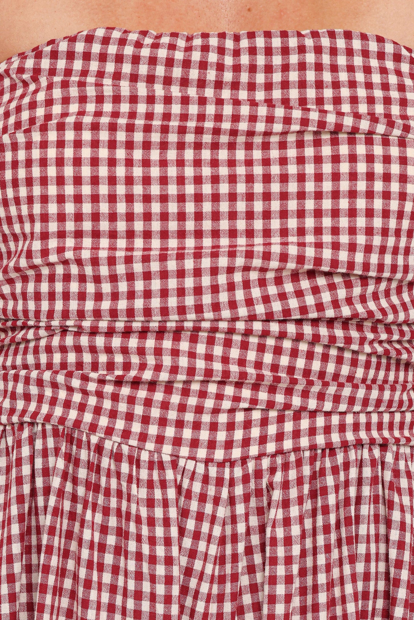 Paige Strapless Jumpsuit Red Gingham