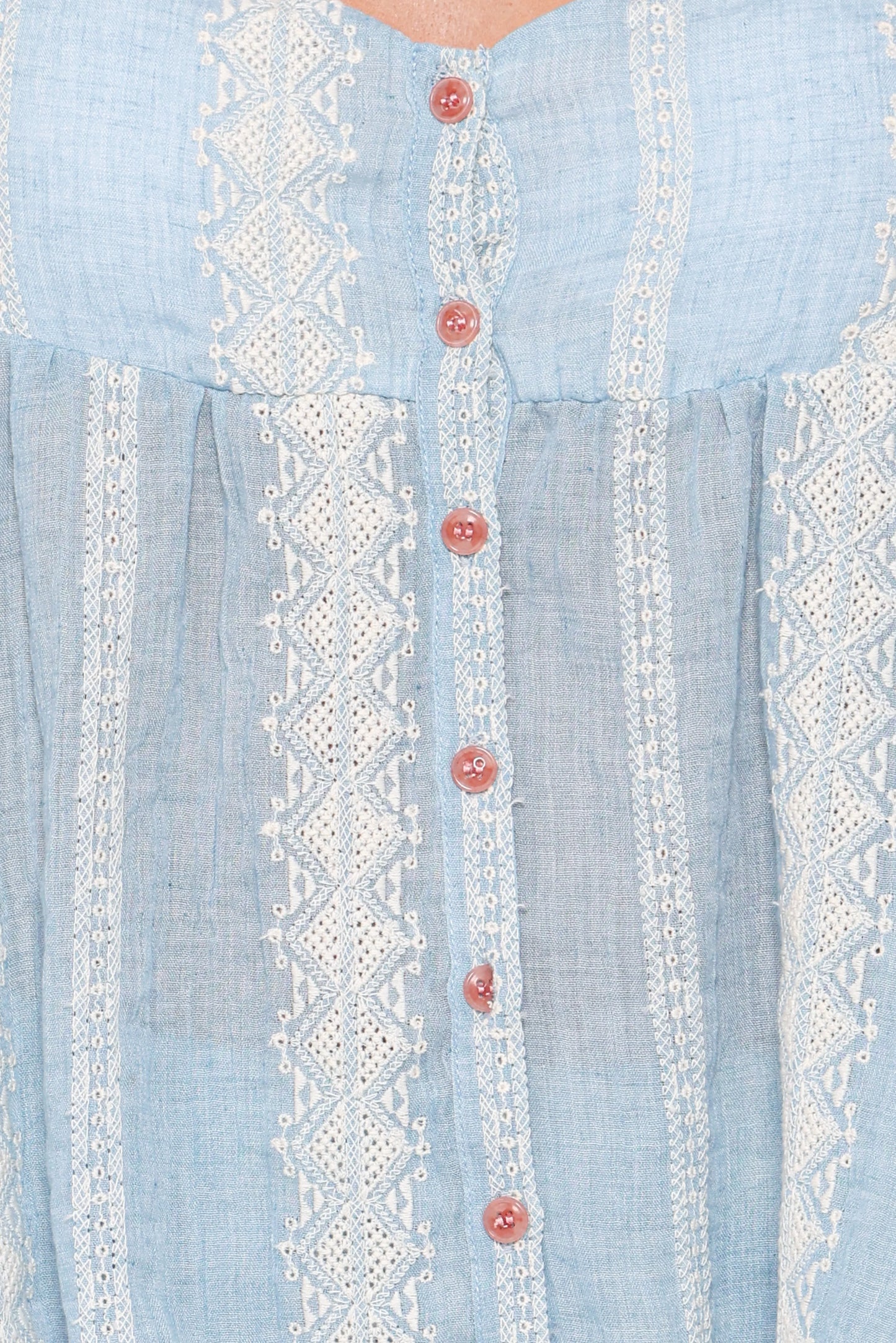 Mila Embroidered Pant Set Light Blue