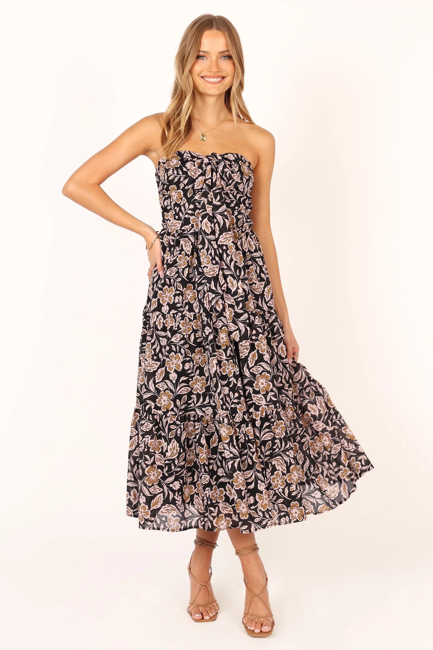 Shena Midi Dress Black Multi