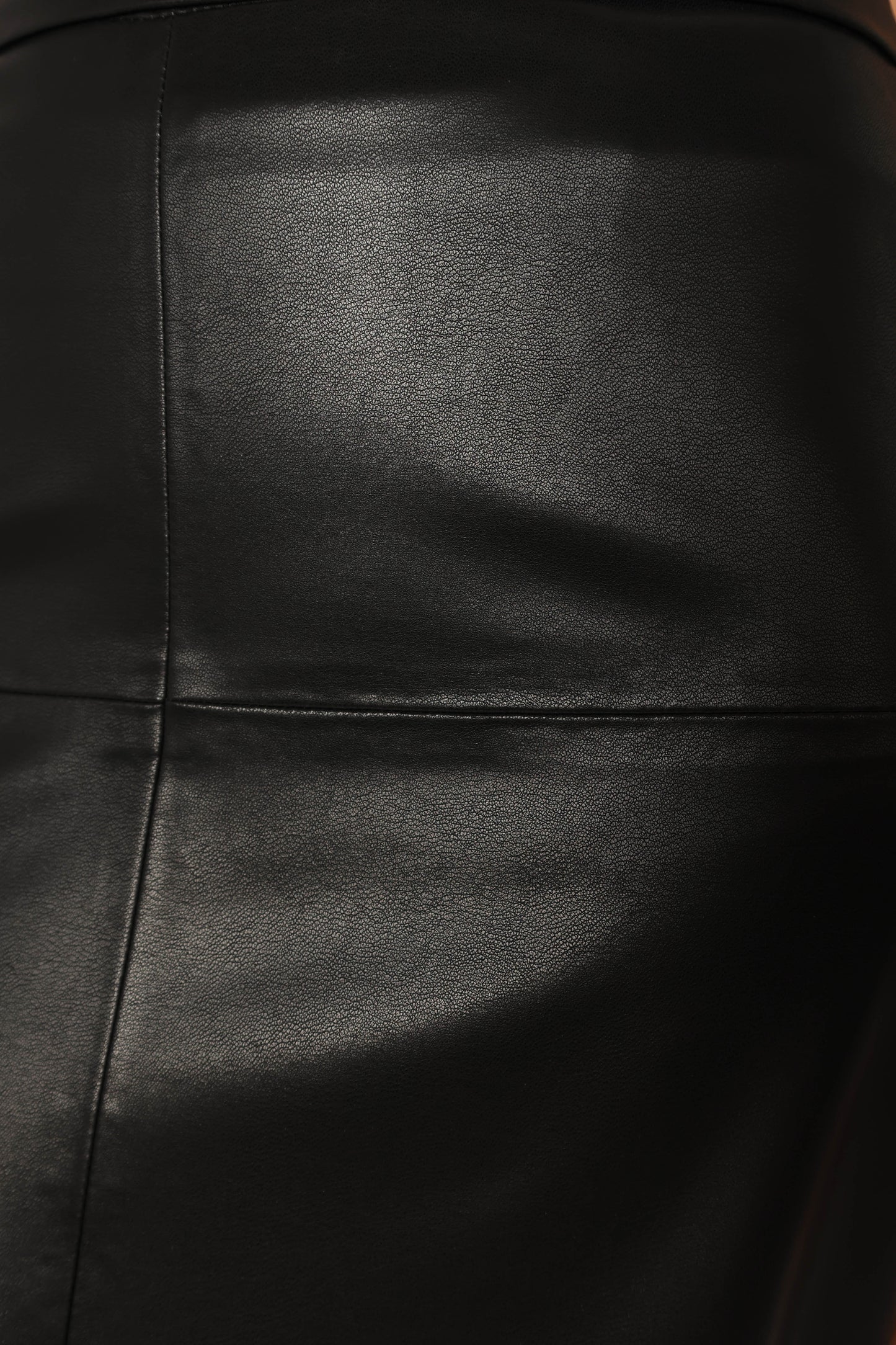 Miller Faux Leather Midi Skirt Black