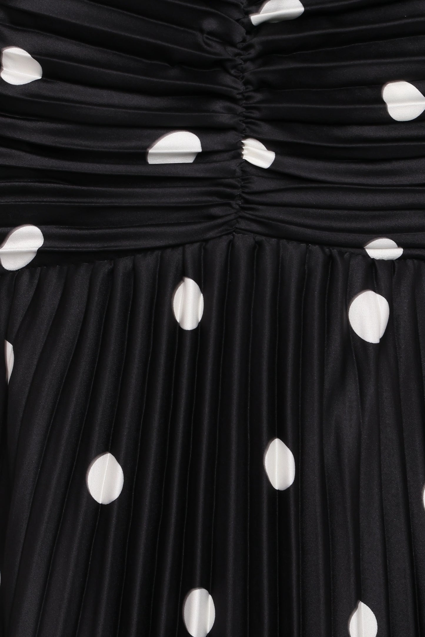Naira Pleated Maxi Dress Black Polka Dot
