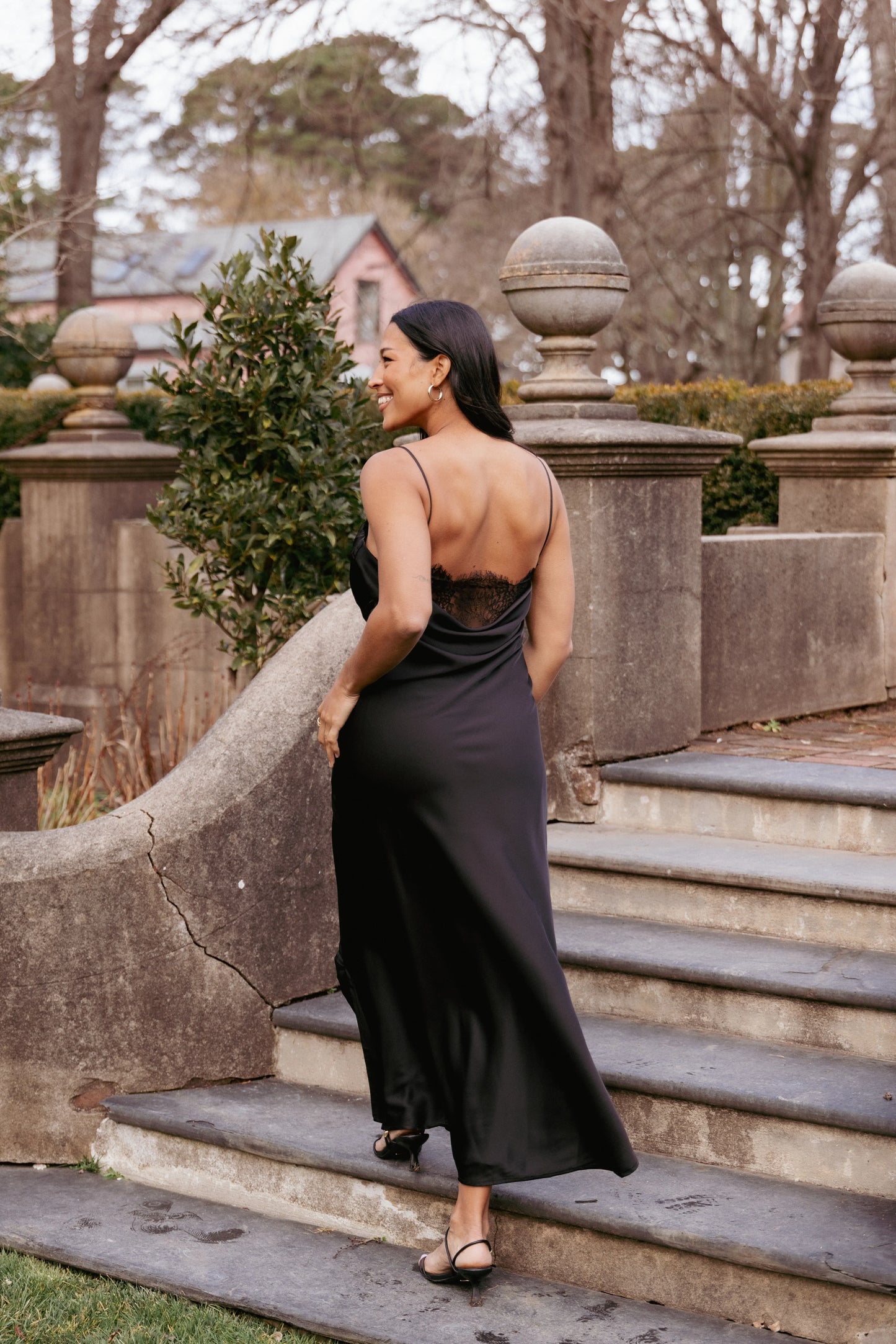 Evana Lace Maxi Dress Black