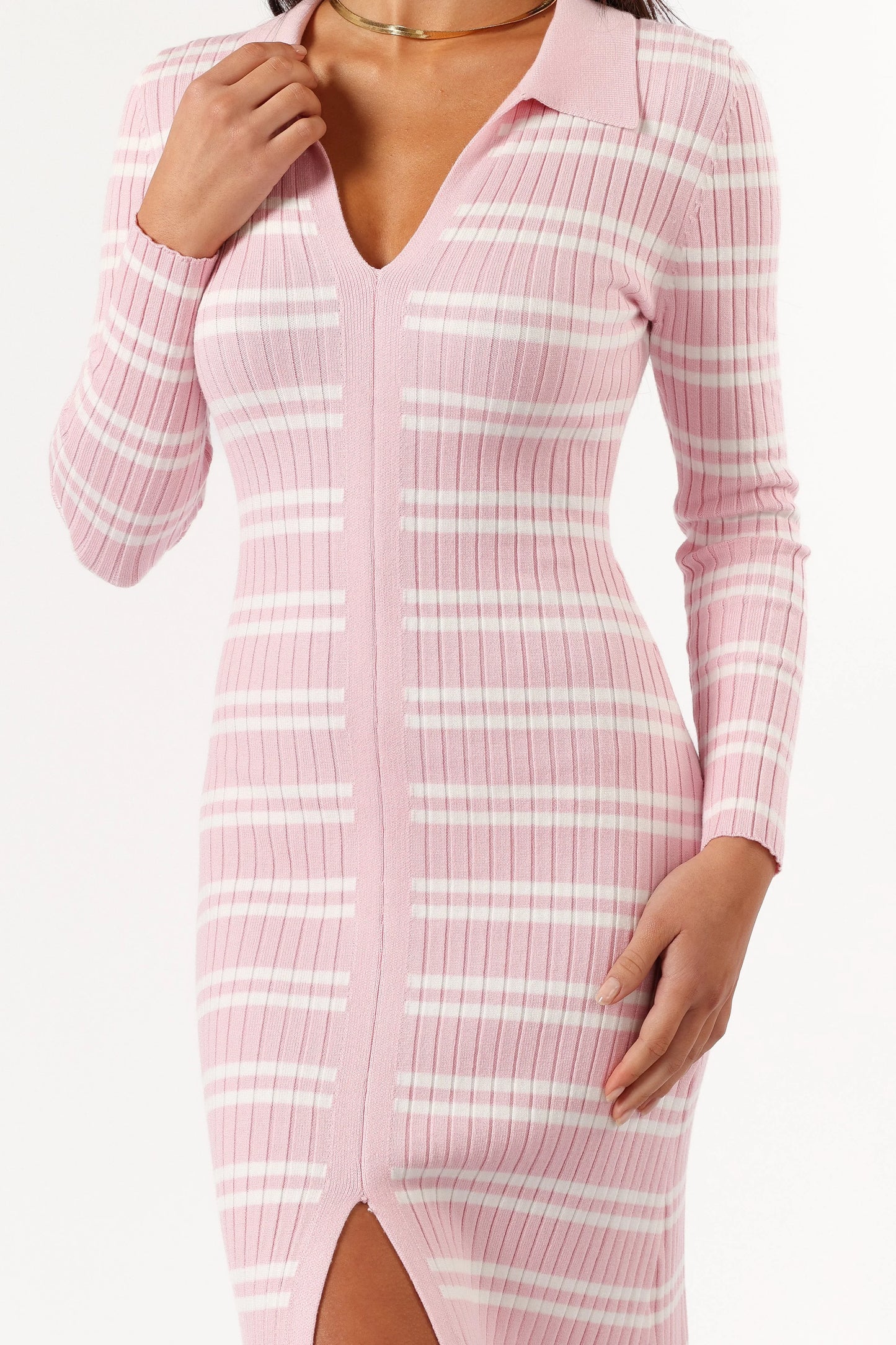 Eliana Long Sleeve Midi Dress Pink